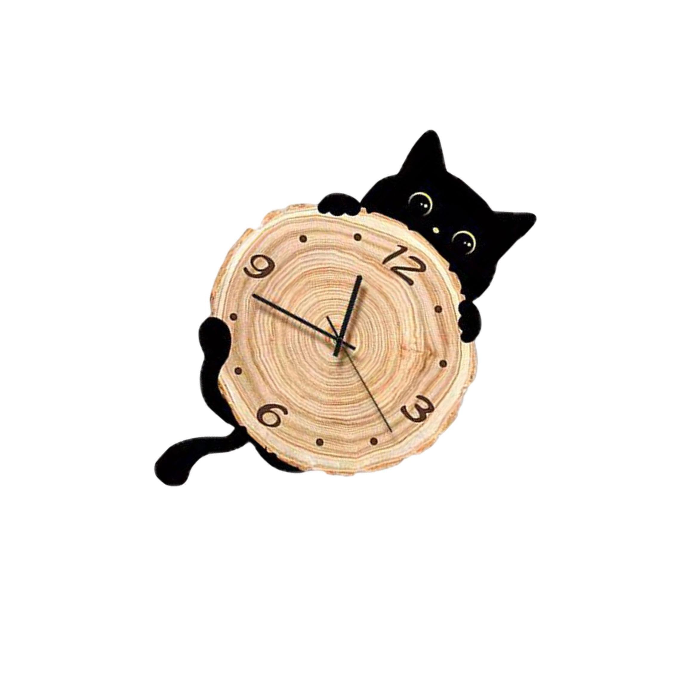 QIXCXAZ Whimsical Cat Wall Clock Lightweight Easy To Read Chic Non Ticking Decorative For Various Home Spaces Cat Wall Clock Quiet Silent Non Ticking Gifts