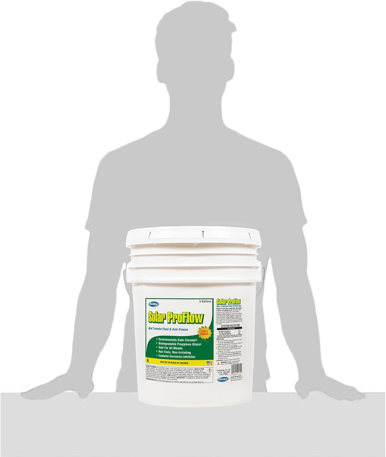 ComStar Solar ProFlow, 5 Gallon, Ready-to-Use High Temperature Heat Transfer Fluid & Anti-Freeze, Ideal for Closed Loop Solar Systems, Maximum Heat Transfer, Freeze Protection (01-175)