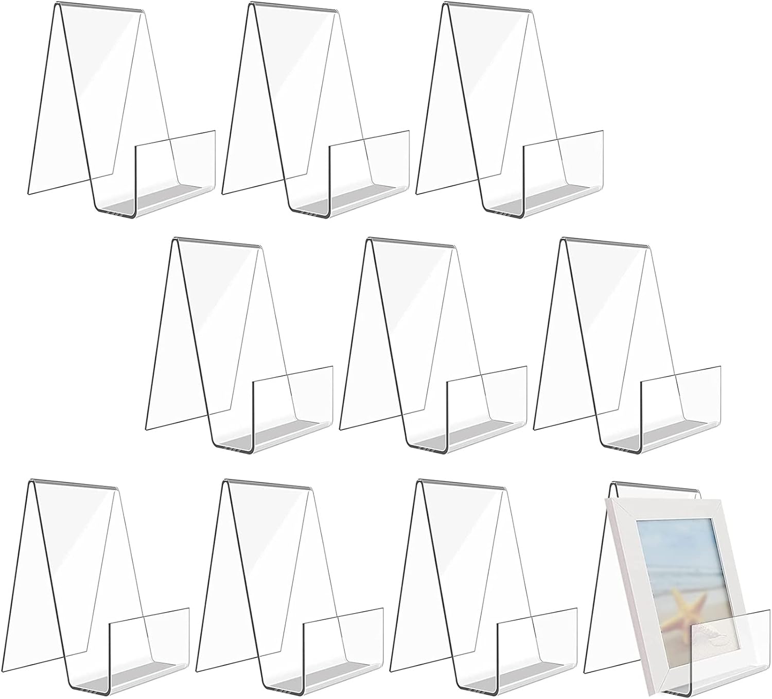 10 Pack Clear Sign Holder Stand Acrylic Book Stands, Sign Display Stand