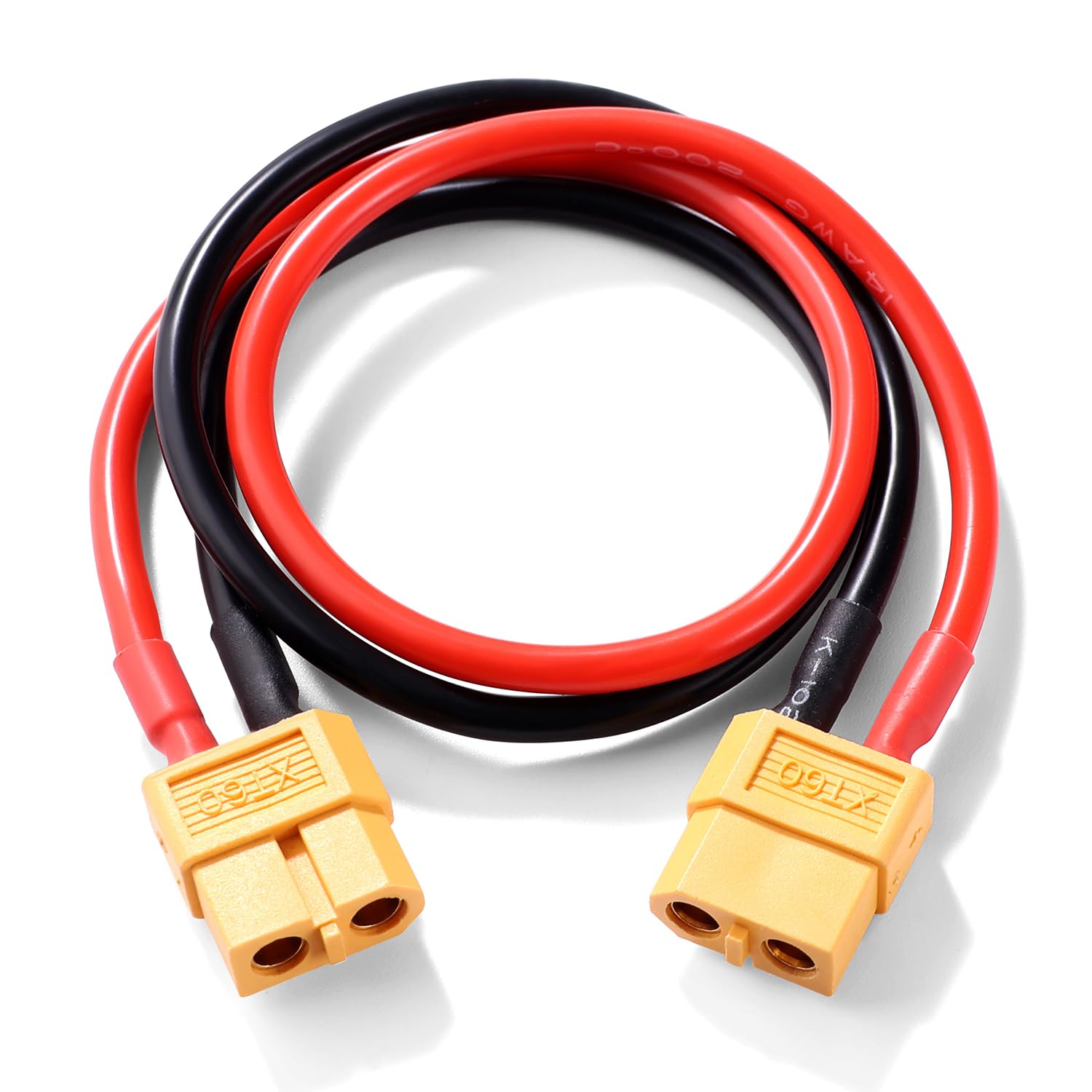 XT60 Przewód Przedłużający, XT60 Żeński do Żeński Wtyk Złącza, z 30cm 14AWG Silikonowym Kablem, do Akumulatora RC LiPo