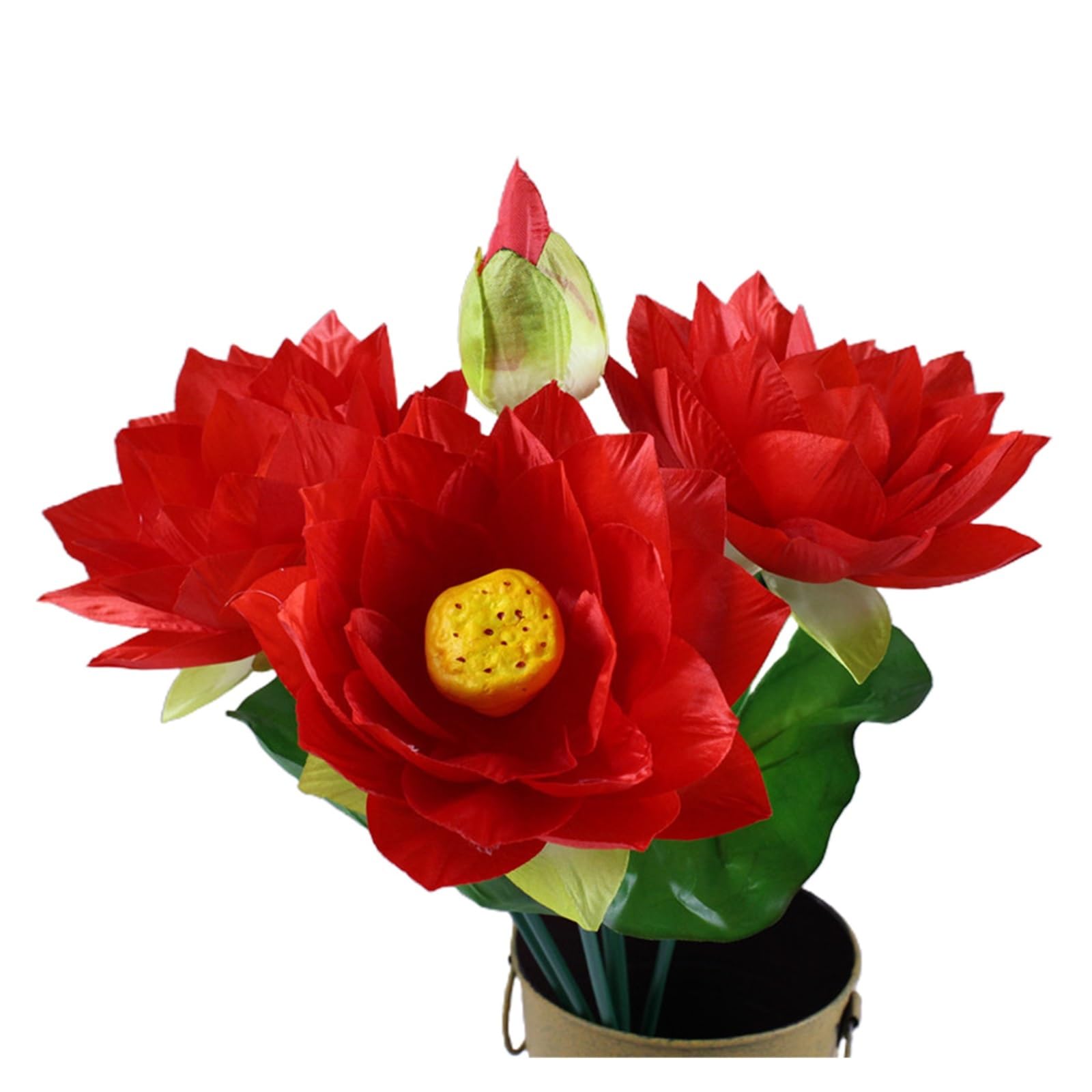 DUNSBY Artificial Lotus 1pc Artificial Flower Lotus Fake Silk For Wedding Ceremony Decor Home Garden Bouquet(The big red)