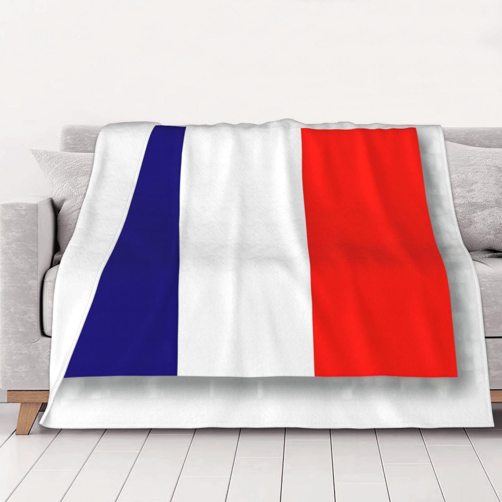 Gewichtete Decke mit französischer Flagge, 76,2 x 101,6 cm, weiches Flanell, wendbar, gemütlich, extra warm, Decke für Bett, Couch