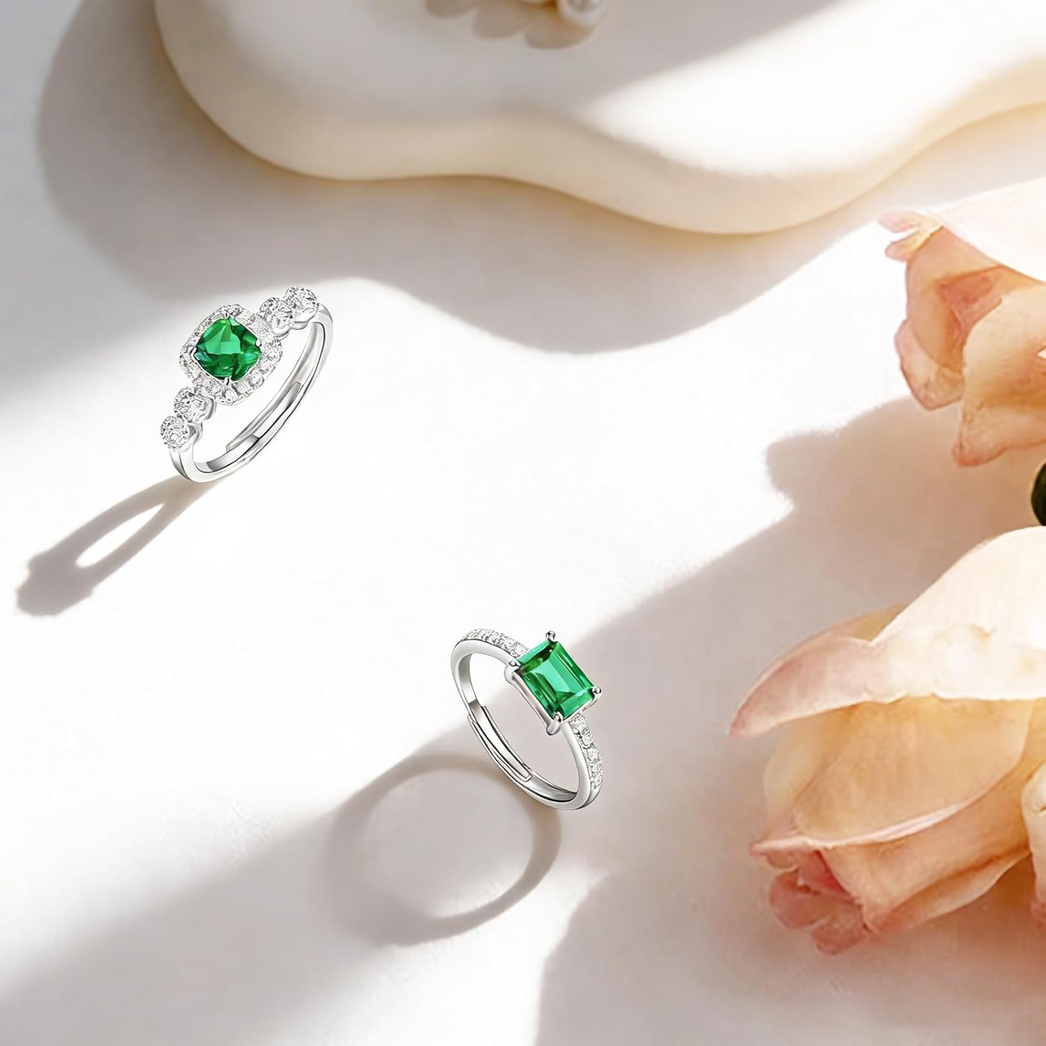 925 Sterling Silver Ring, Emerald Birthstone Ring, Fashionable Women's Gemstone Ring, Engagement Promise Ring, Women's Jewelry, Engagement, Anniversary, Valentine's Day Gift - Image 7