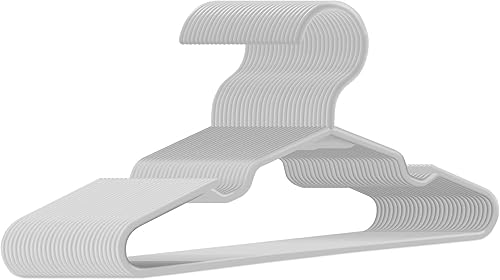 trusir Paquete de 100 perchas de plástico para niños, perchas antideslizantes para ropa para niños, color gris claro, 100 unidades