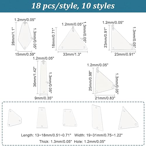 Miniatura 2 de PH PandaHall 180 piezas de 10 estilos de espejos para coser en la parte trasera plana, piedra acrílica para coser irregular, cuentas sueltas de