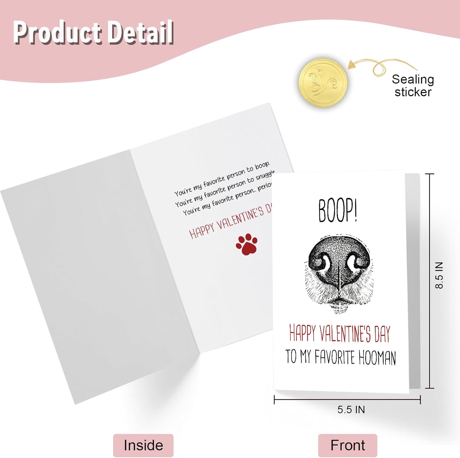 Spercy Funny Valentine's Day Card from The Dog, Cute Valentines Day Card for Dog Mom Dad, Puppy Nose Valentines Day Cards for Women Men - Image 2