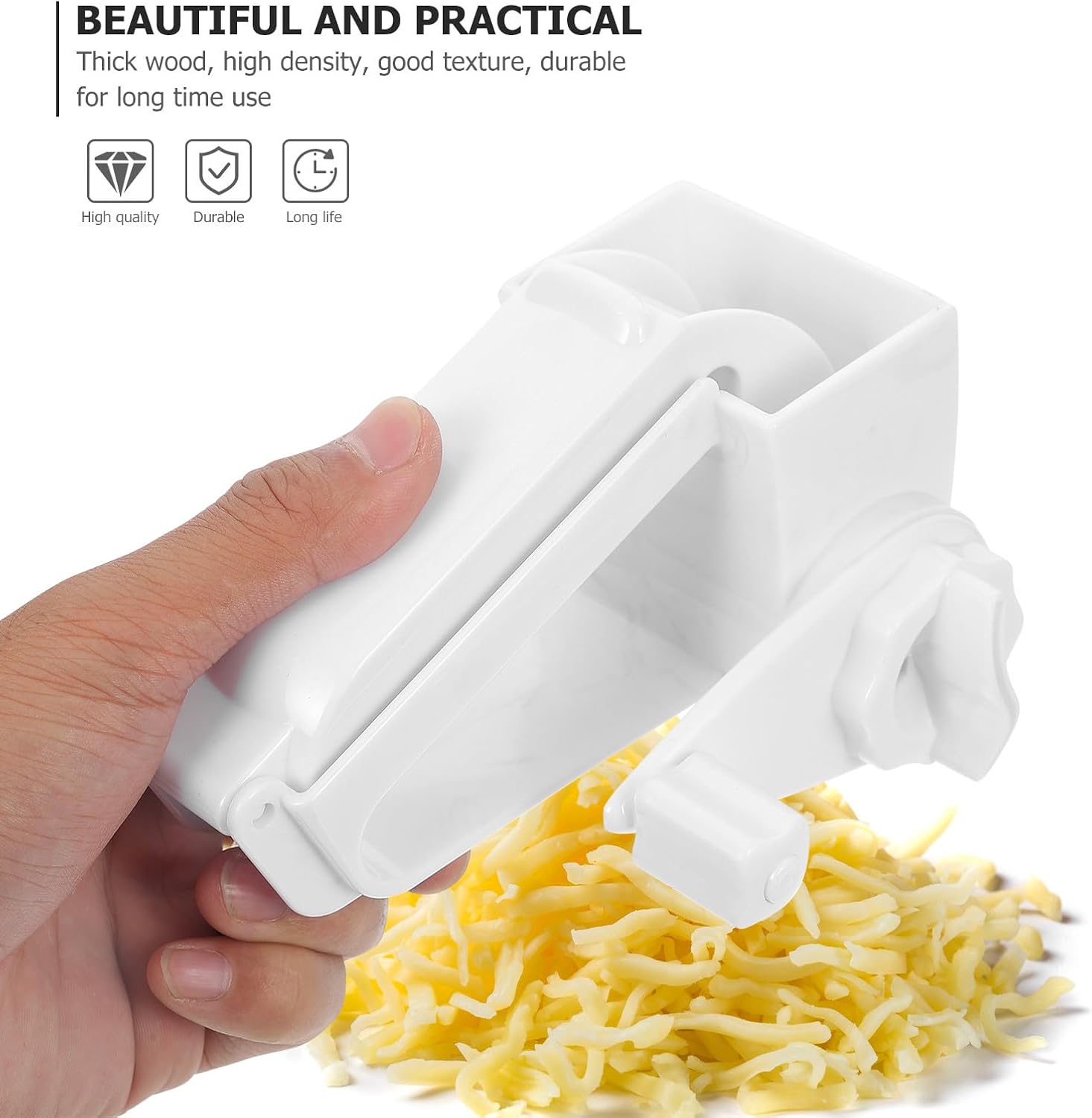 Manual Rotary Cheese Grater Stainless Steel White Handheld Shaver