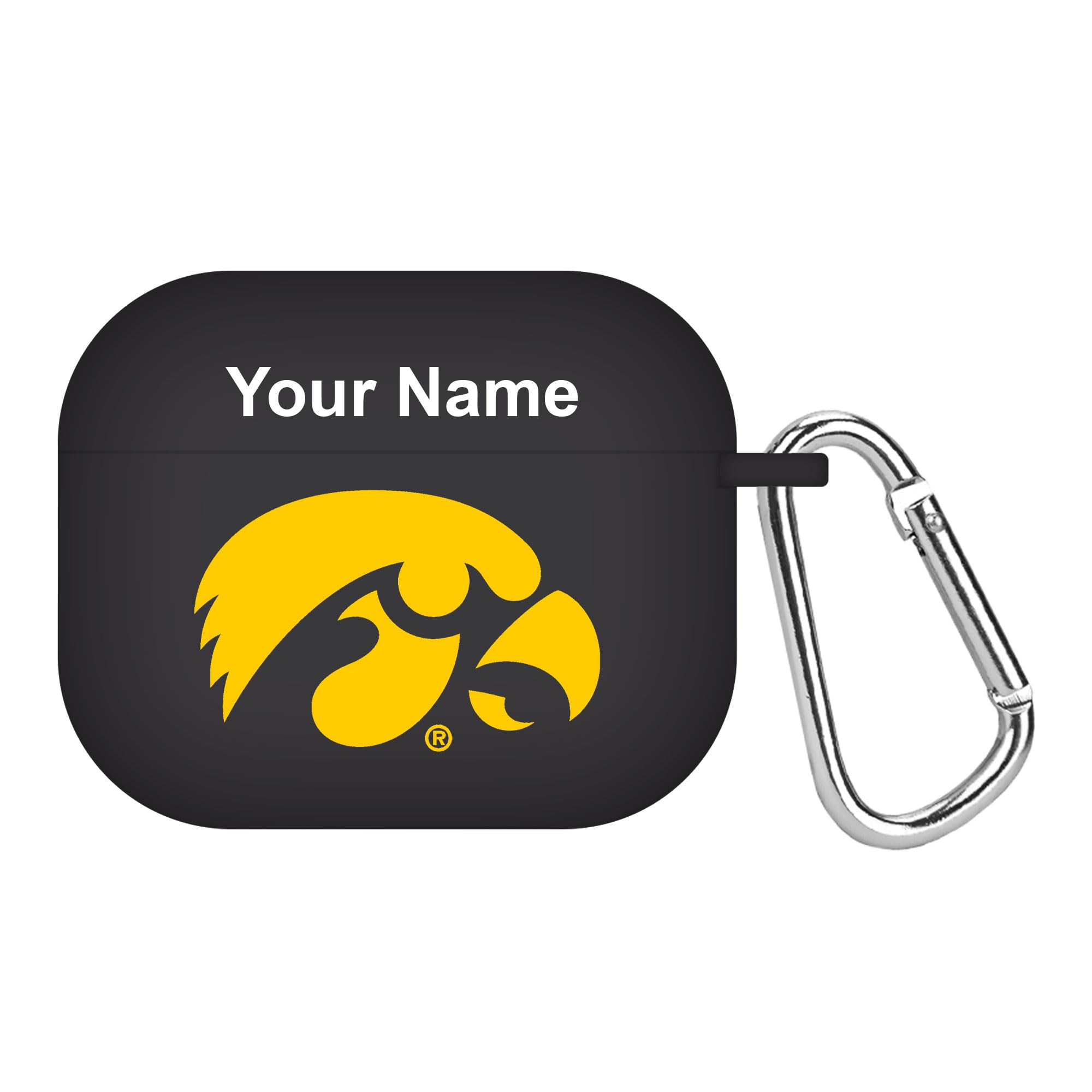 Iowa Hawkeyes Custom Name HD Case Cover Compatible with Apple AirPods Gen 3 (Black)