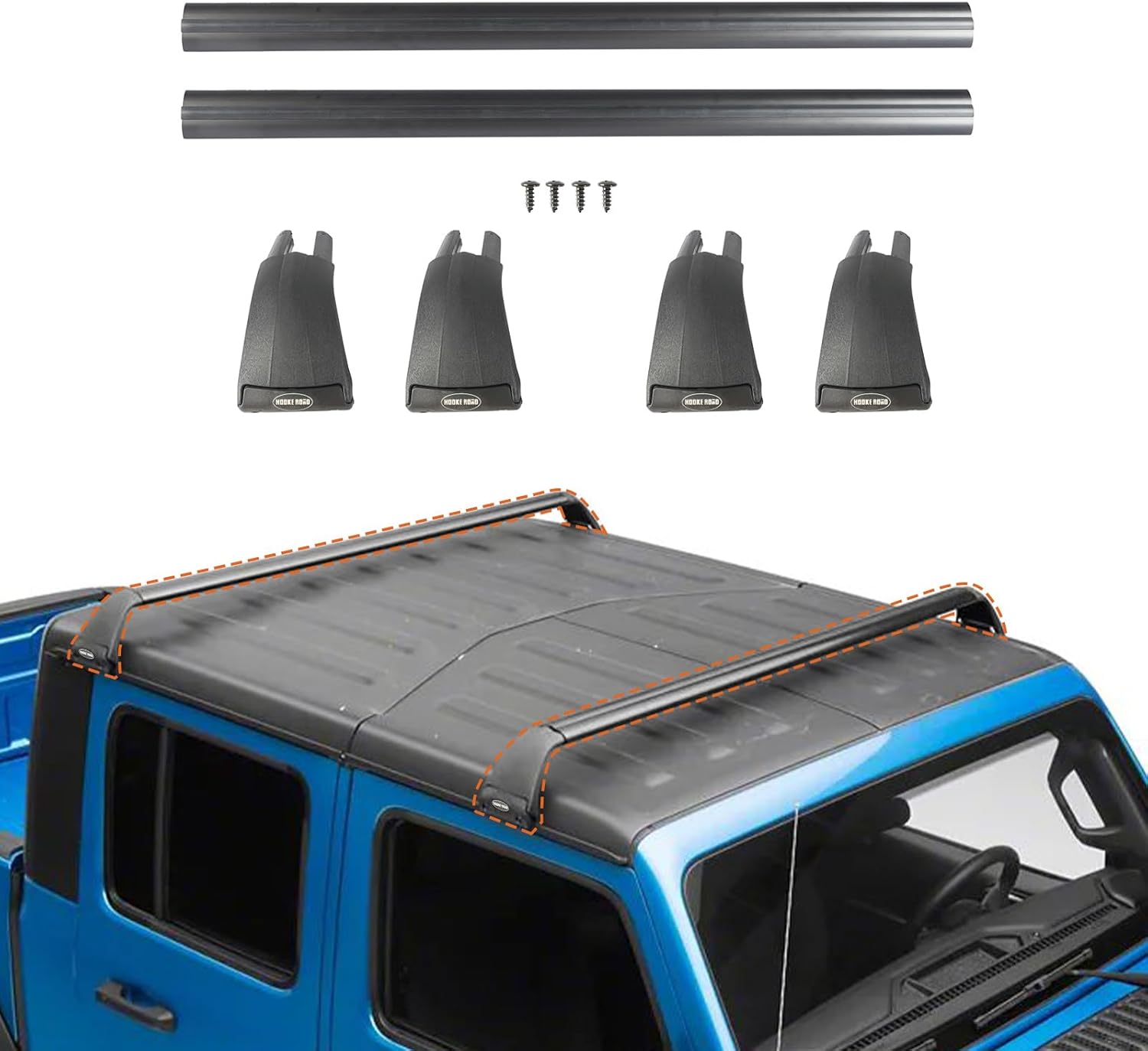 Hooke Road for Jeep Roof Rack Cross Bars Kayak Watercraf Cargo Carriers Compatible with Jeep Wrangler JK JL Gladiator JT 2007-2024 (4-Door Hard Top) Hooke Road for Jeep Roof Rack Cross Bars Kayak Watercraf Cargo Carriers Compatible with Jeep Wrangler JK JL Gladiator JT 2007-2024 (4-Door Hard Top)
