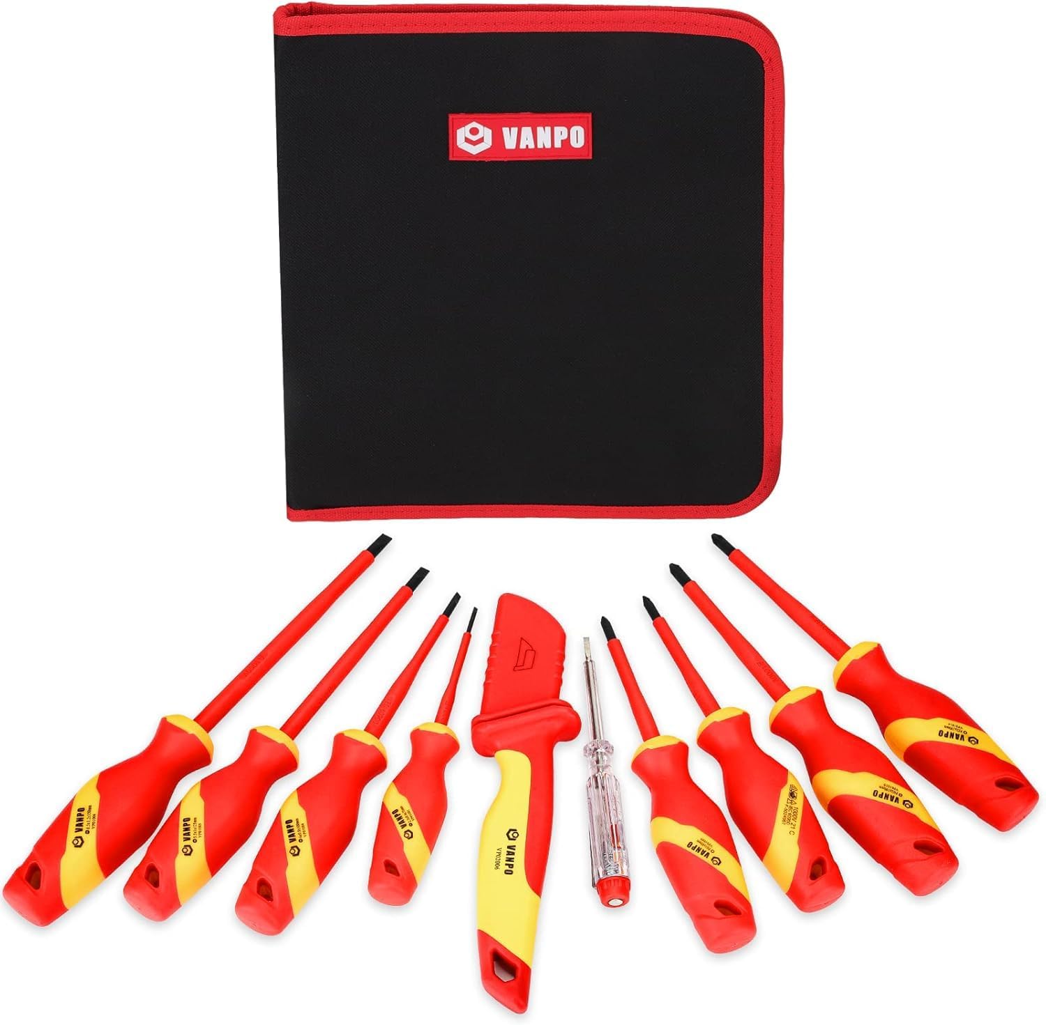 VANPO 1000V Insulated Screwdriver Set, 10pcs Professional Electrical Screwdriver Insulated VDE Tools for Electrician Magnetic Phillips Slotted Pozidriv Screwdriver