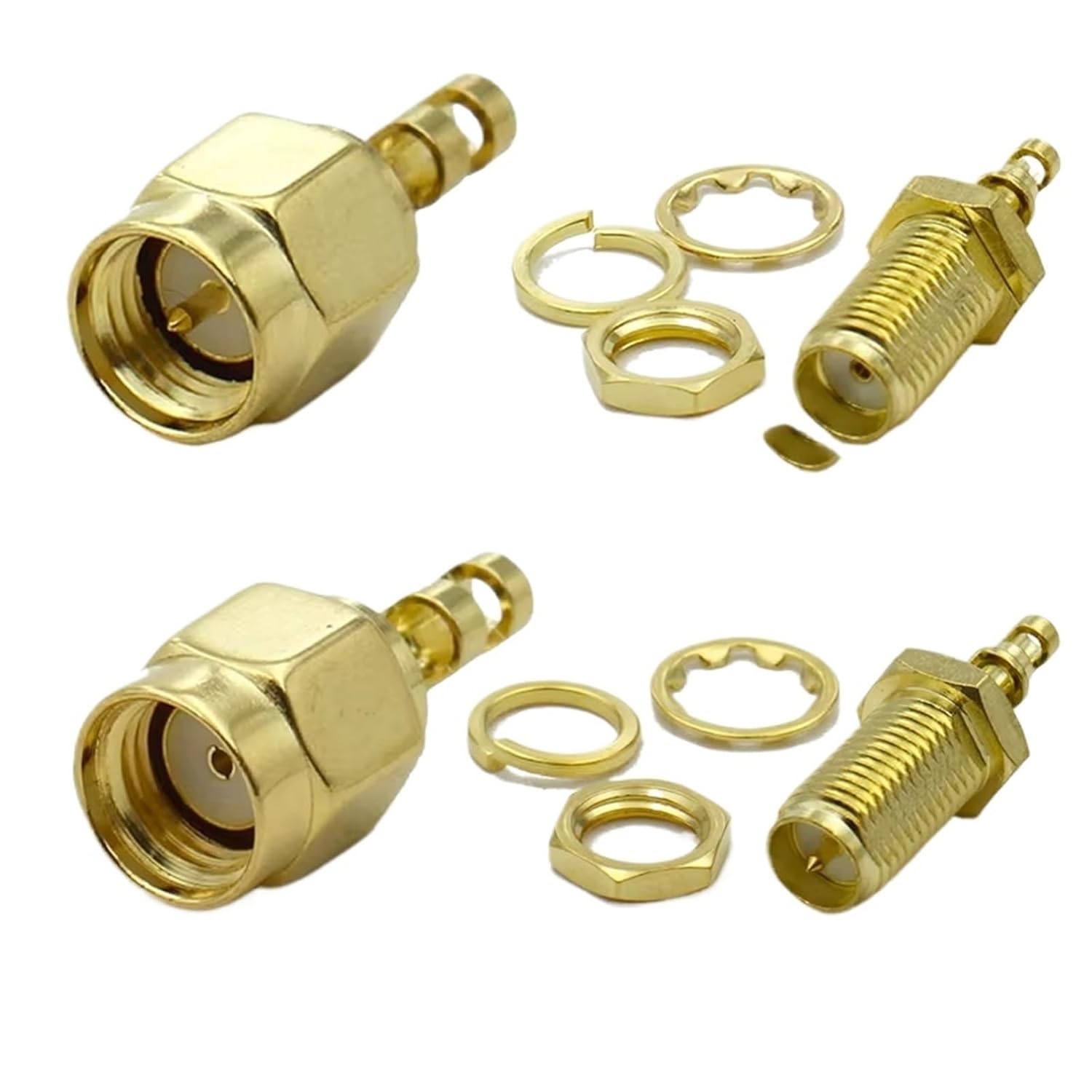 2/6Pcs SMA Male Female Connector RP Nut Bulkhead Double Sash Casement Window Straight Cable 50 Ohm(SMA Male,6PCS)