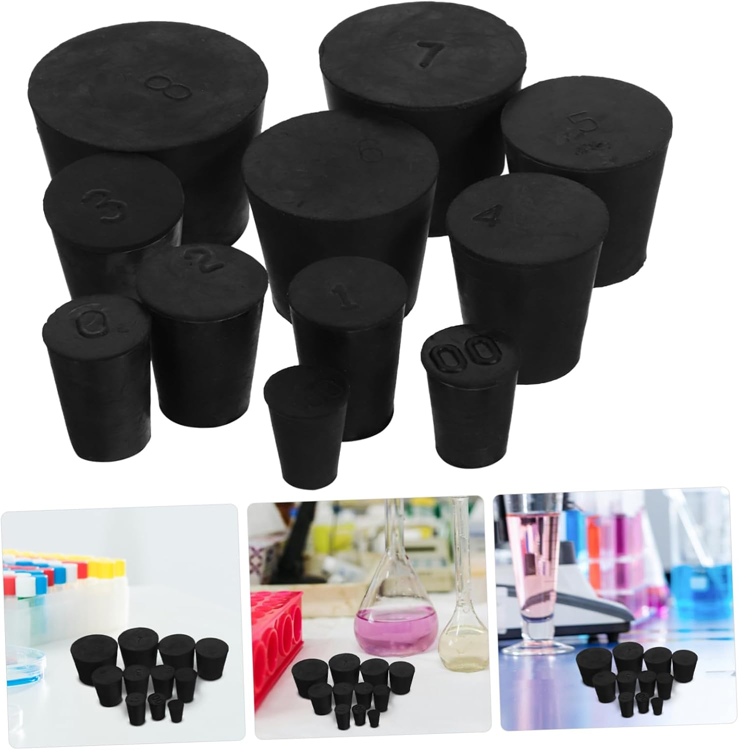 Cabilock 11Pcs Solid Rubber Stoppers for Lab Use Tapered Plugs for Experimental Bottle Sealing Reliable Rubber Stoppers for Laboratory Efficiency and Versatile Applications