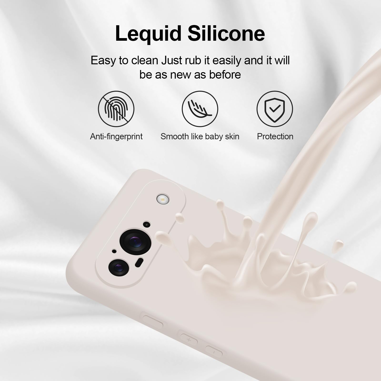 GiiYoon Funda para Google Pixel 9, Case de Silicona Suave de TPU Carcasa Protector de Goma Fexible Prueba Liviano y a Delgado de Golpes Antirrayas para Teléfono (Blanco) - 5
