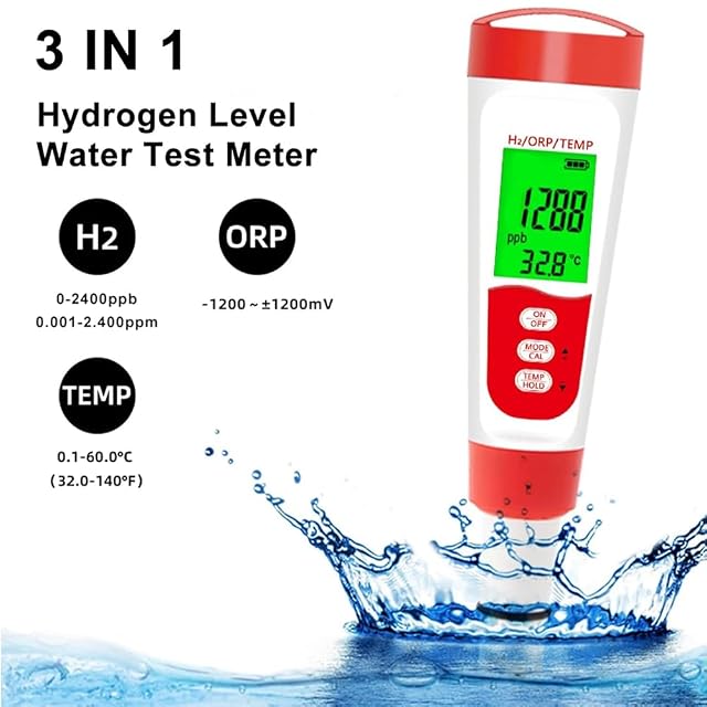 Foto 5 de 6 de Medidor de prueba de hidrógeno para de agua H2/ORP/Temp-Digital de hidrógeno para beber agua de hidrógeno…