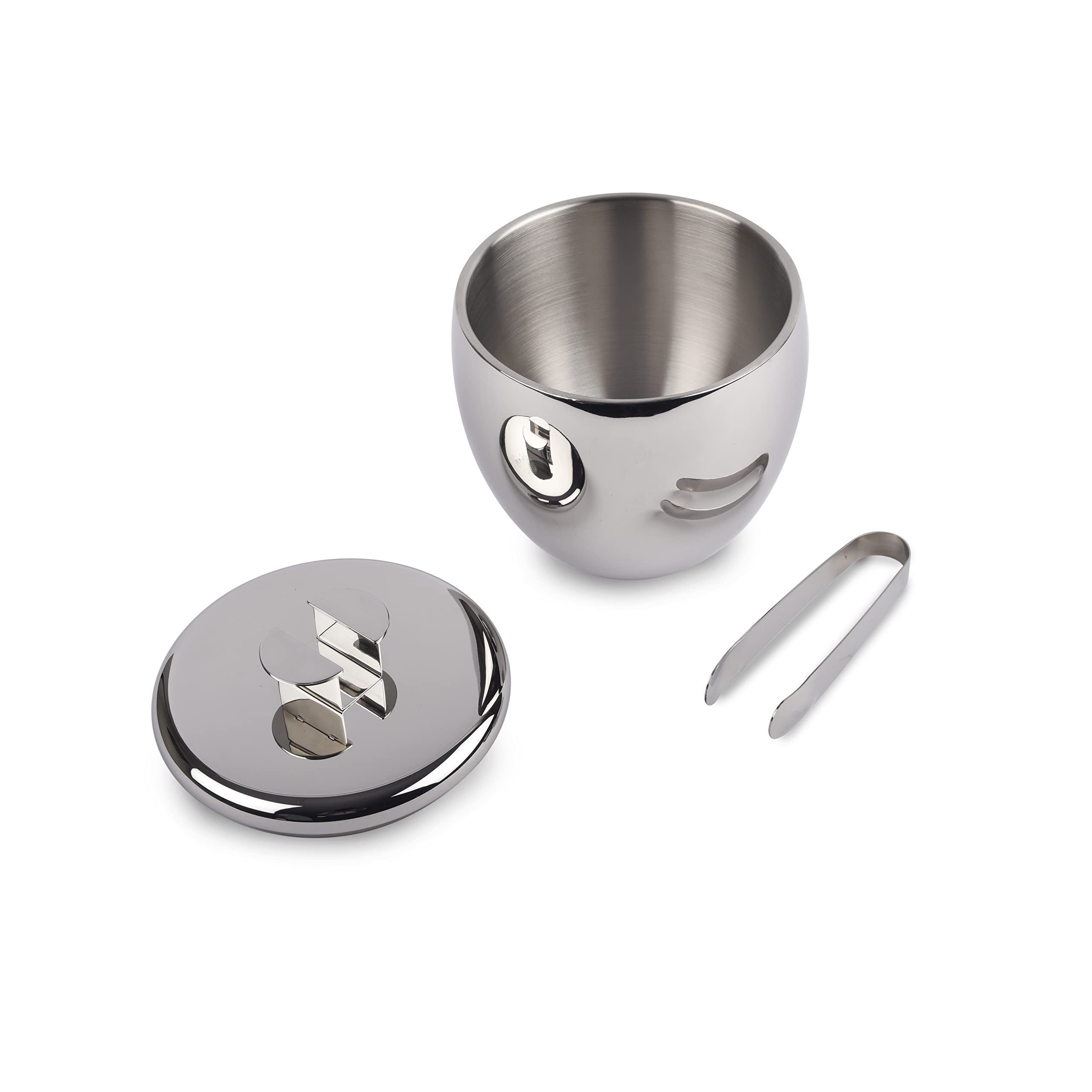 ARTTDINOX Designer Stainless Steel Ice Bucket with Tongs | Gunmetal Polish | Ice Cube Storage Box | Great bar Tools Accessories | Aladdin Series | by Jindal