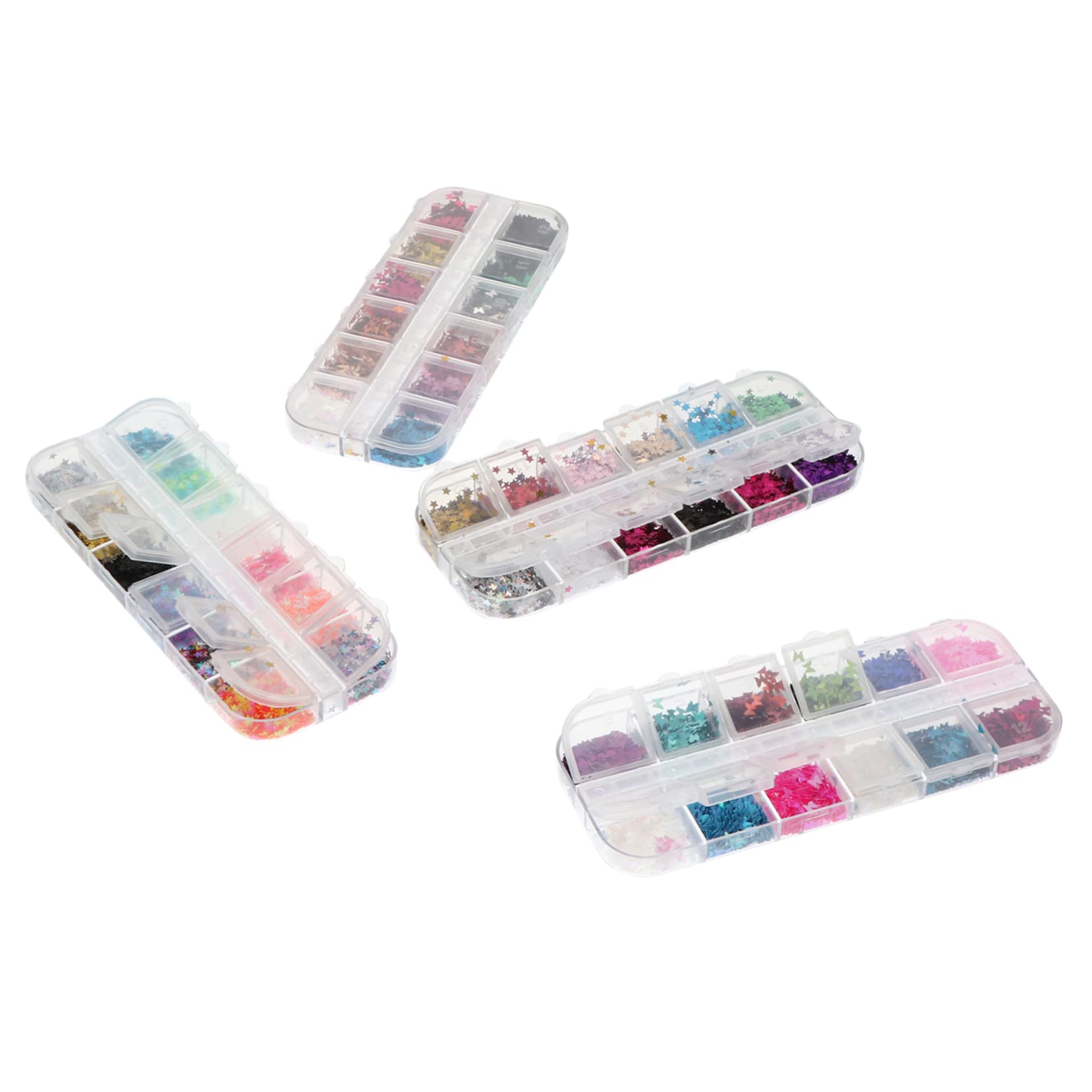 SOESFOUFU 4 Boxes Sequin Jewelry for Nail Art Makeup Iridescent Glitter Sequins Easy Applicati