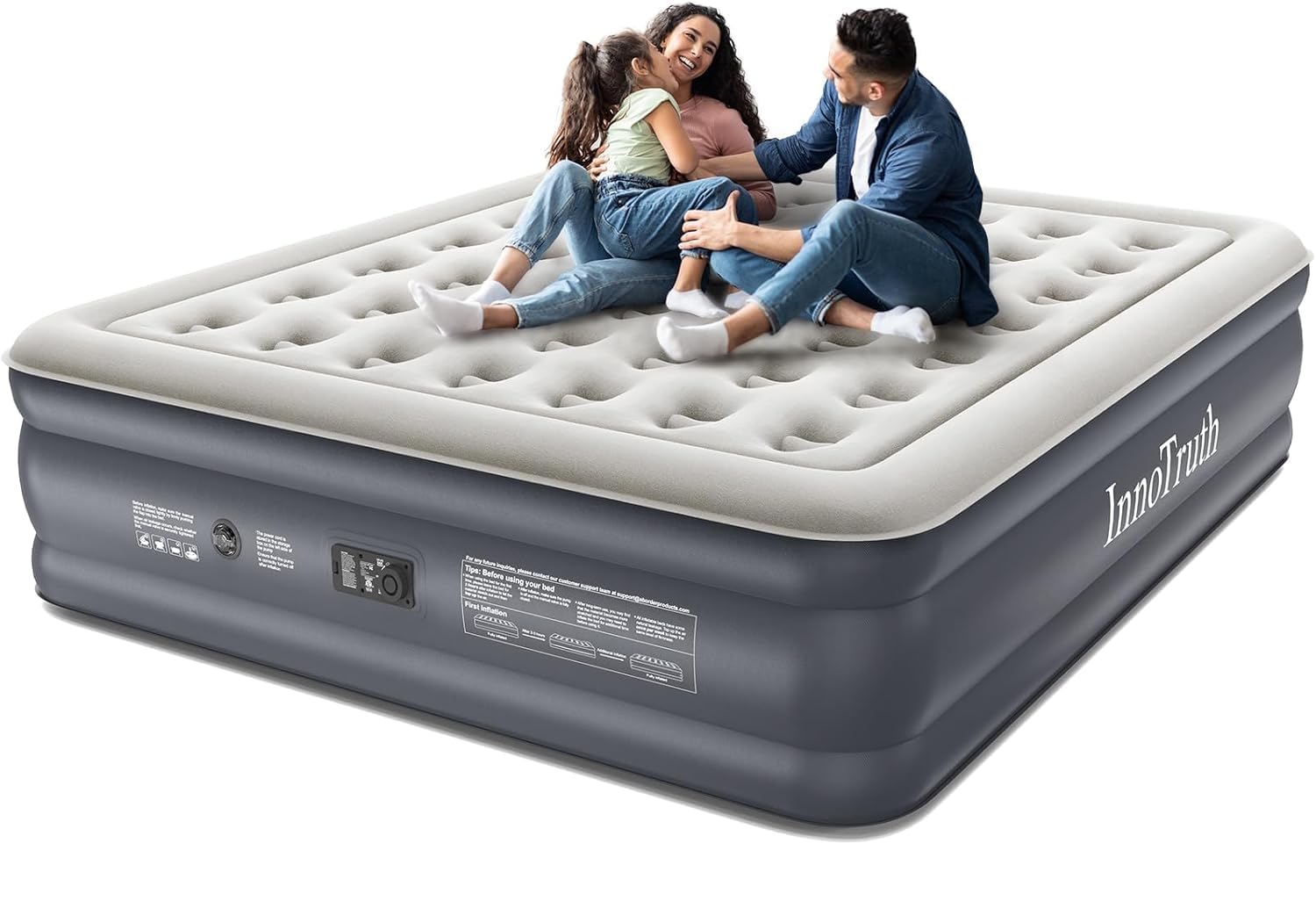 InnoTruth Cal King Luftmatratze mit integrierter Pumpe, Luftmatratzen, 45,7 cm (18 Zoll), für Gäste und Zuhause, ideal für Zuhause und Camping im Freien