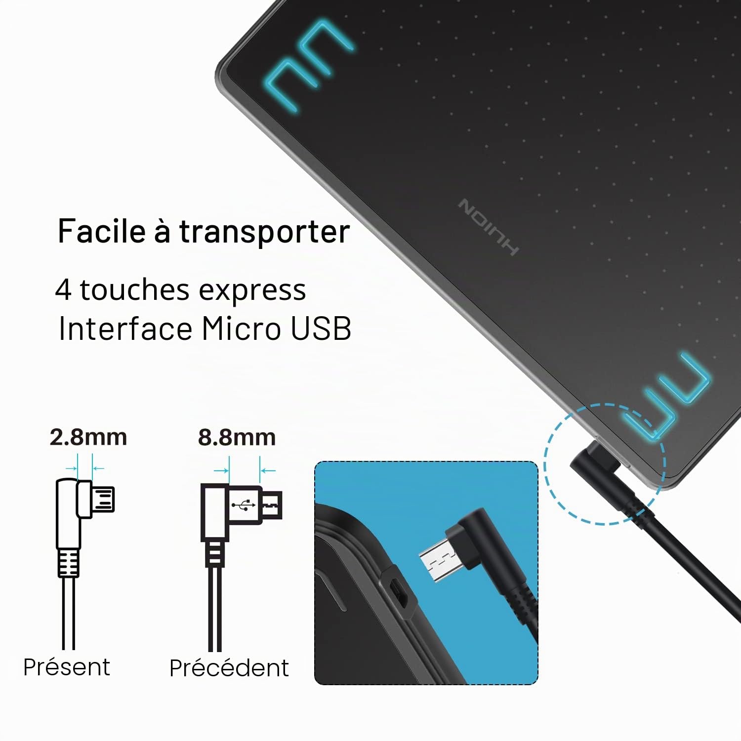 HUION HS64 Tablette Graphique Numériques, Support Android, OSU, Tablette de Dessin de 6,3x4 Pouces avec 4 clés Express, Stylet sans Batterie 8192, Idéal pour Débutant et Joue OSU