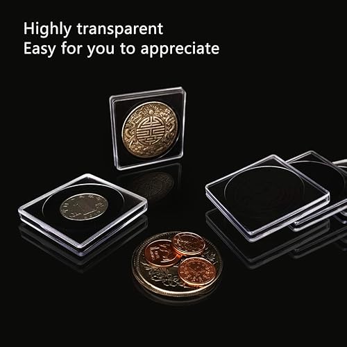 Miniatura 2 de 20 unidades de soporte cuadrado transparente para monedas de dólar de plata, 5 tamaños ajustables para colección de monedas, monedas American Silver
