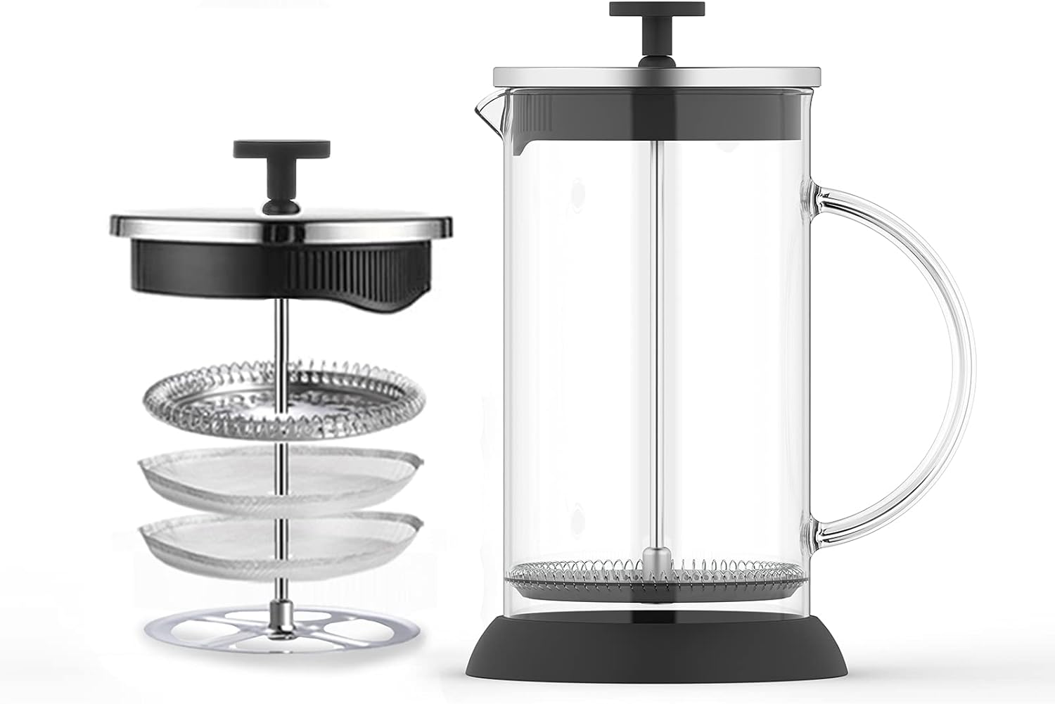 MIOCARO French Press Coffee Maker Set Gift 2 Cup Glass 12