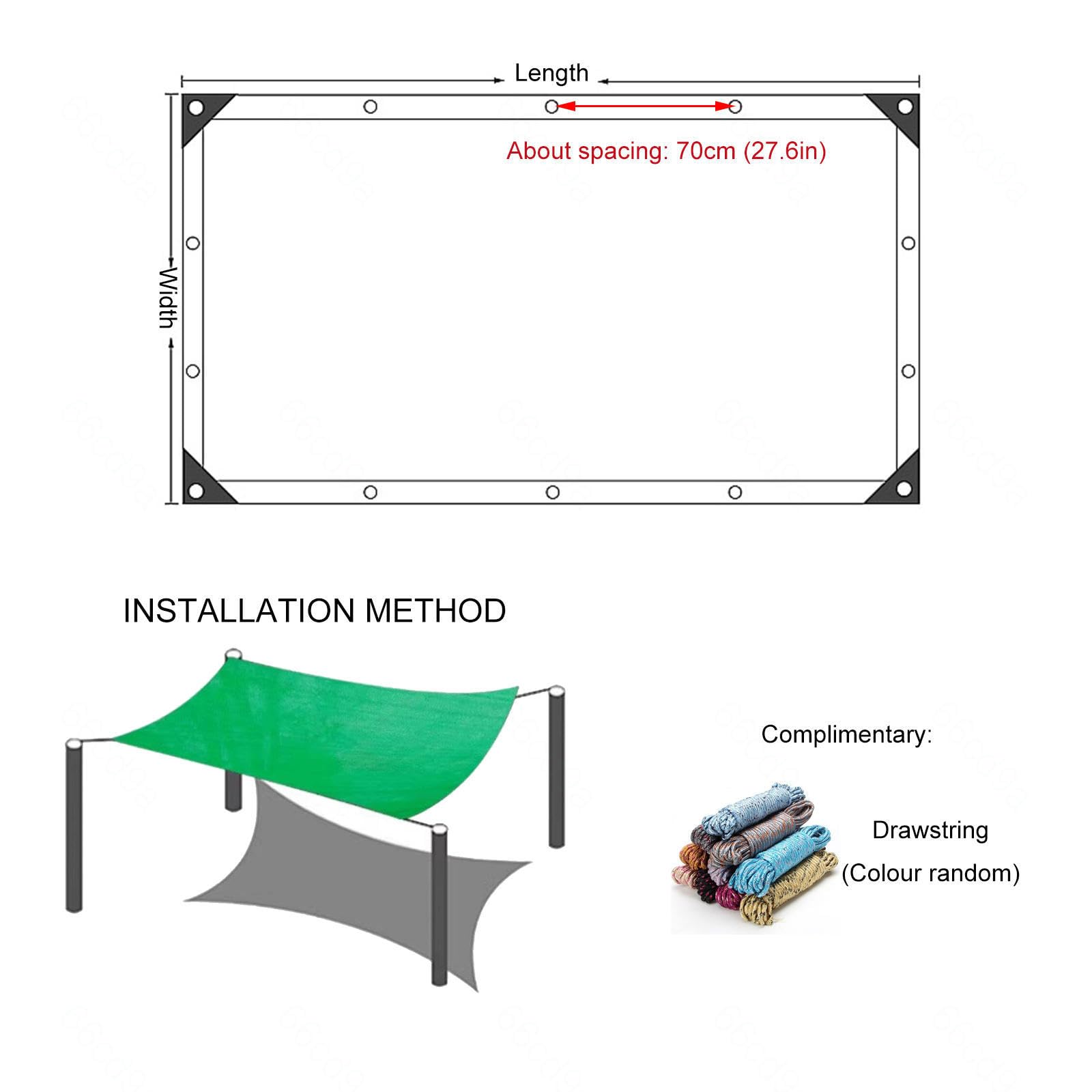 Tela De Sombreo Para Plantas,Malla De Sombreo Verde 2×2m 2×3m 2×6m 3×3m 3×4m 4×5m,Red De Sombra De Jardín,Con Ojales,Vela De Sombra,Lona De Malla Sombreadora,Transpirable,Green-2×12m(6.6*39.4ft)