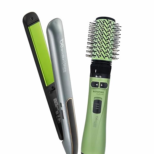 POLISHOP Escova Secadora e Modeladora Rotating Nutrah e Prancha de Cabelo Shine Nutrah Be Emotion Bivolt