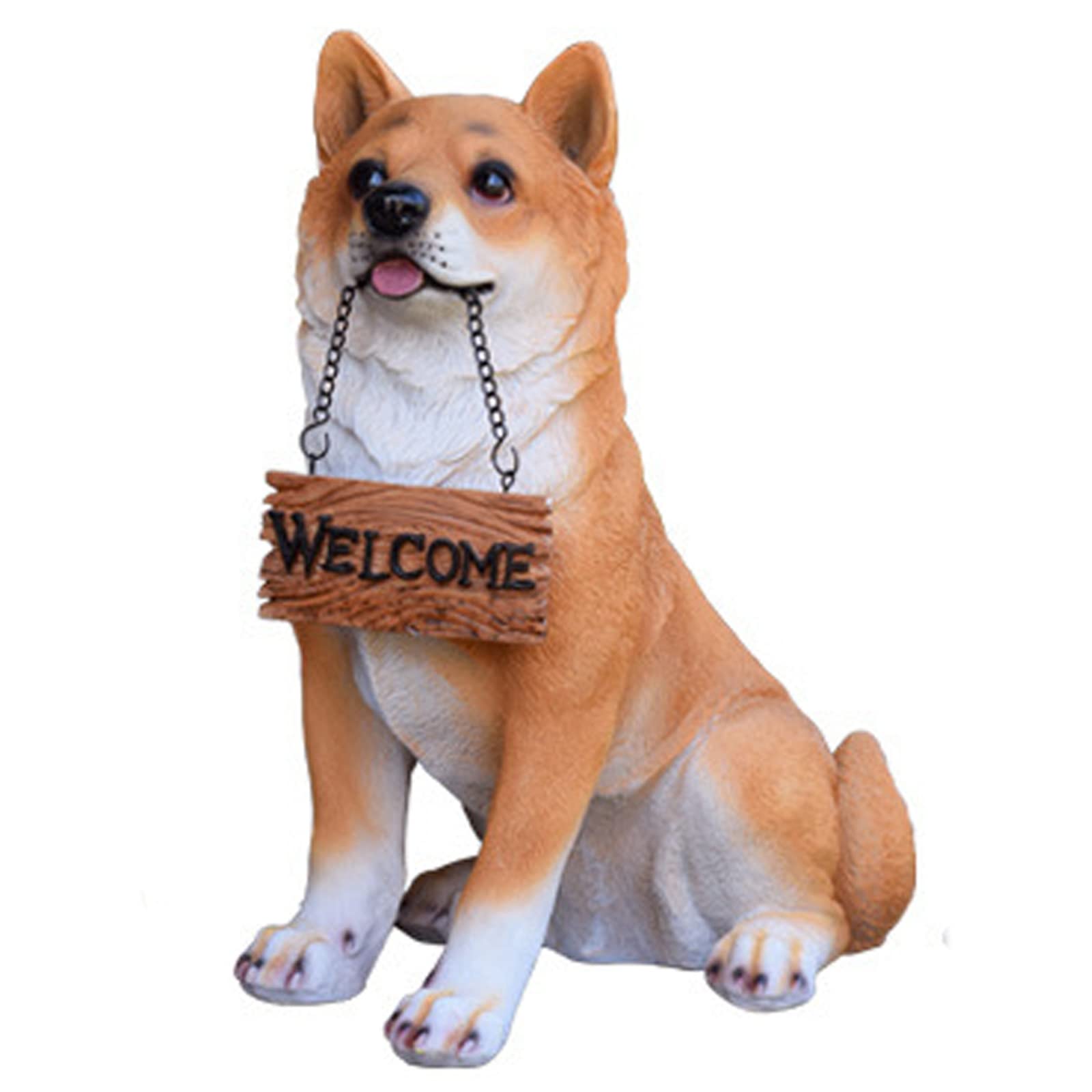 Rzeźba Ogrodowa, Figurka Zwierzęcia, Dekoracja, Figurka Psa Shiba Inu, Ozdoby W Kształcie Psa Z Odłączanym Znakiem Powitalnym, Żywiczna Rzeźba Rzemieślnicza Na Trawnik, Dekoracja Ogrodu, Rzeźba Na Bi
