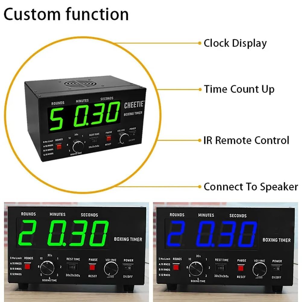 Profi Boxintervall Timer mit LED Anzeige Wählbare Trainingszeit & Zyklen Einstellbarer Sound Scoreboard Timer für MMA Muay Thai Kickboxen
