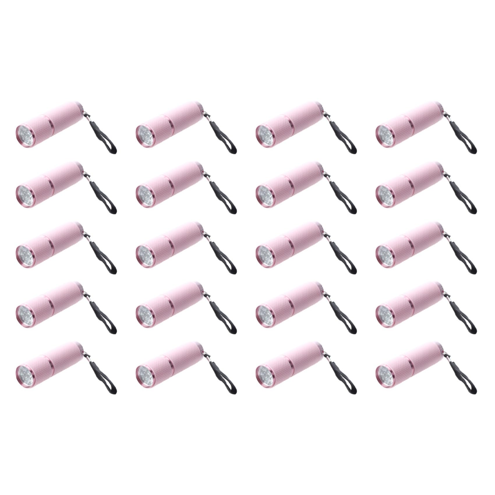 Hndhbfgrt 20X Outdoor Mini Pink Rubber Coated 9-LED Flashlight Torch