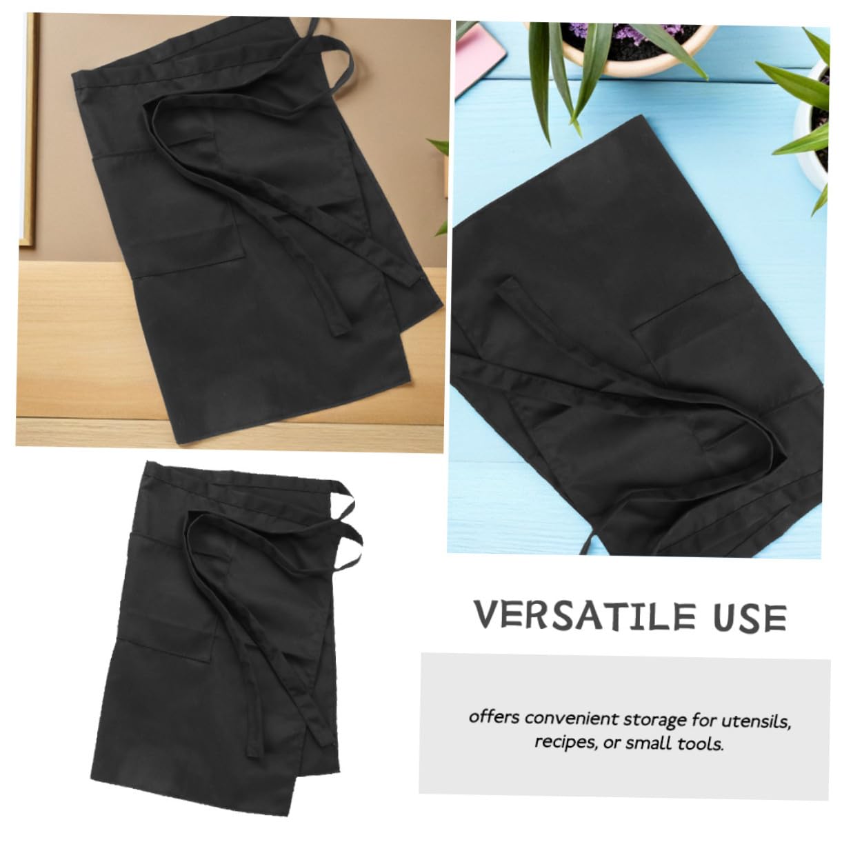6 Piezas Delantal Corto Unisex para Cocina y Bar Funcionales Cómodo con Tiras de Cintura Poliéster Lavable para Uso Profesional y Doméstico