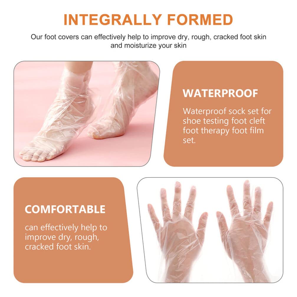 KALLORY 1set Plastic Hand and Foot Paraffin Wax Liners and Mitts for and Convenient Total Liners Thick Mitts Stickers