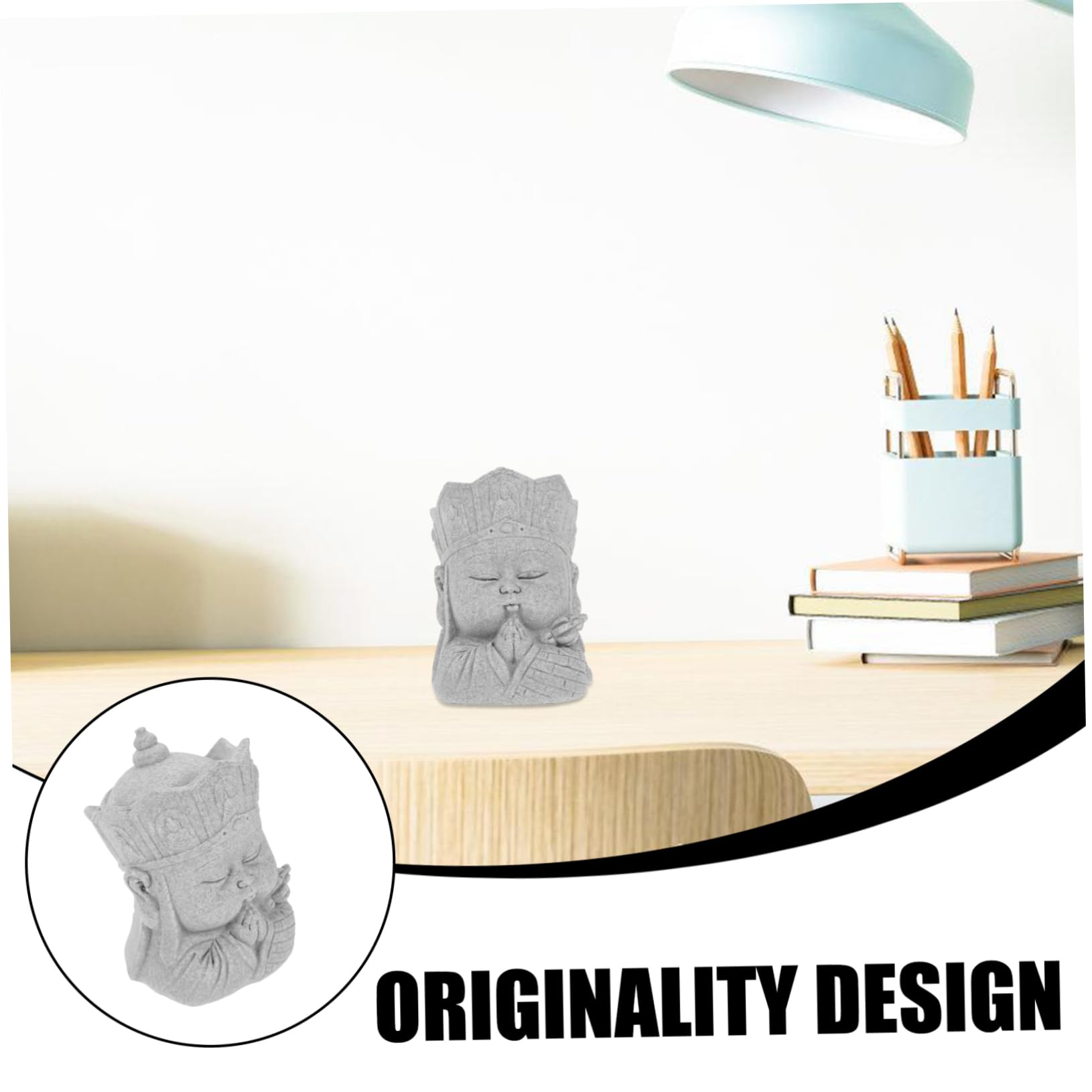 Sosoport 4piezas Estatua De Buda De Arenisca para Acuarios Decoración Creativa De Peceras y Terrarios Figura Religiosa para Paisajismo Acuático Adorno De Escritorio y Estante