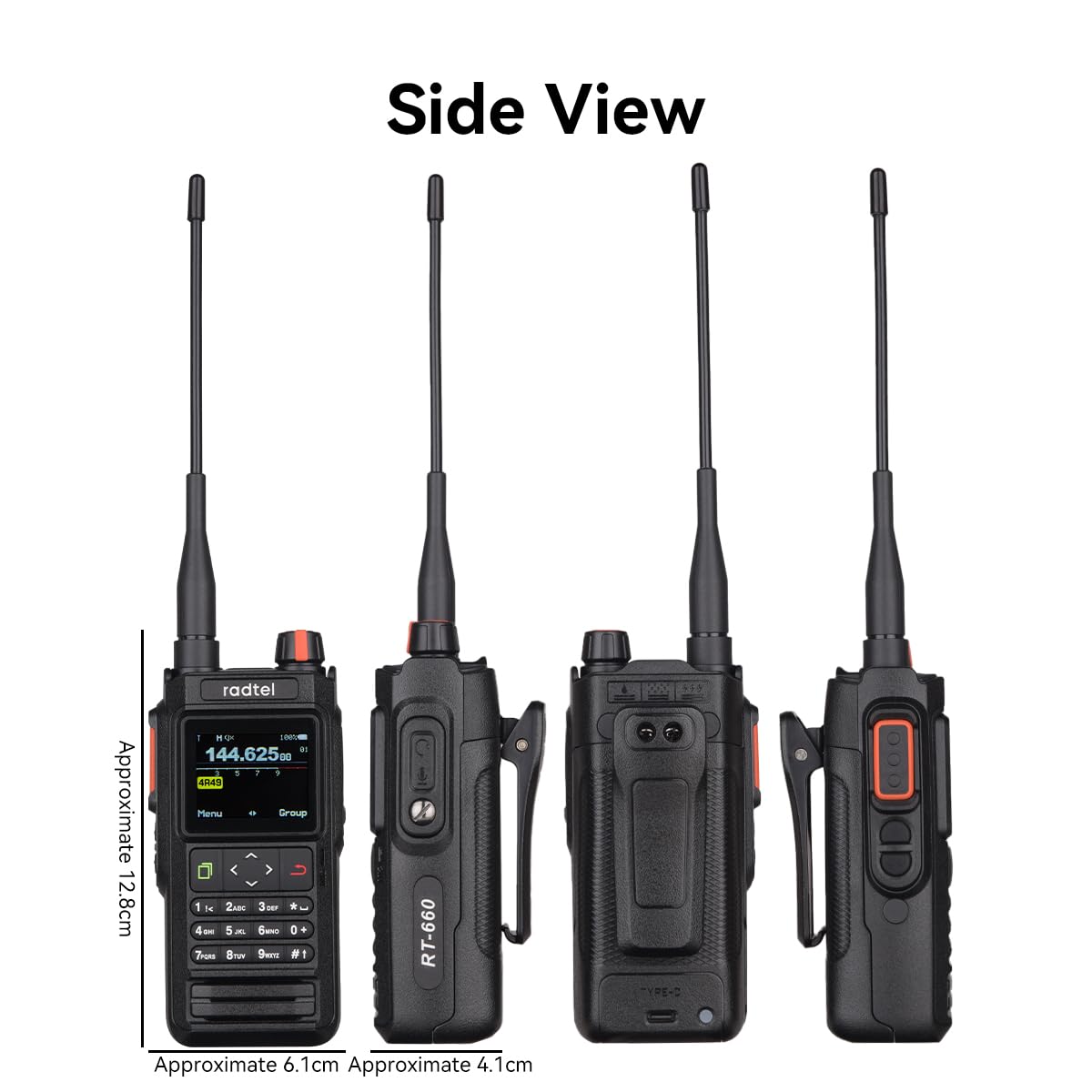 Radio bidireccional Radtel RT-660 IP67 con GPS, Bluetooth, Banda Dual VHF/UHF, APRS, SATCOM, Kiss, TNC, SMS, escáner de tráfico aéreo, alertas meteorológicas NOAA y batería Recargable USB-C