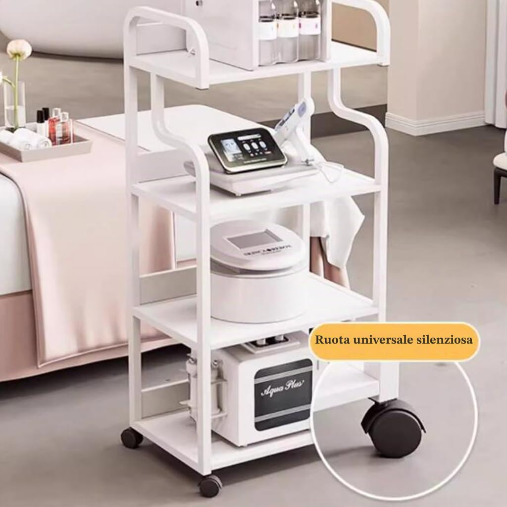 Carrello per estetista con ruote, carrello mobile per salone di bellezza, a 3 ripiani, per estetista (oro)