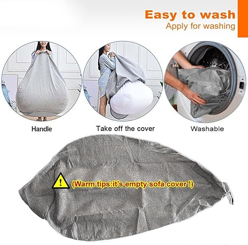 Miniatura 4 de SXBCyan Funda para puf, de lino y algodón, tamaño M, 27.6 in