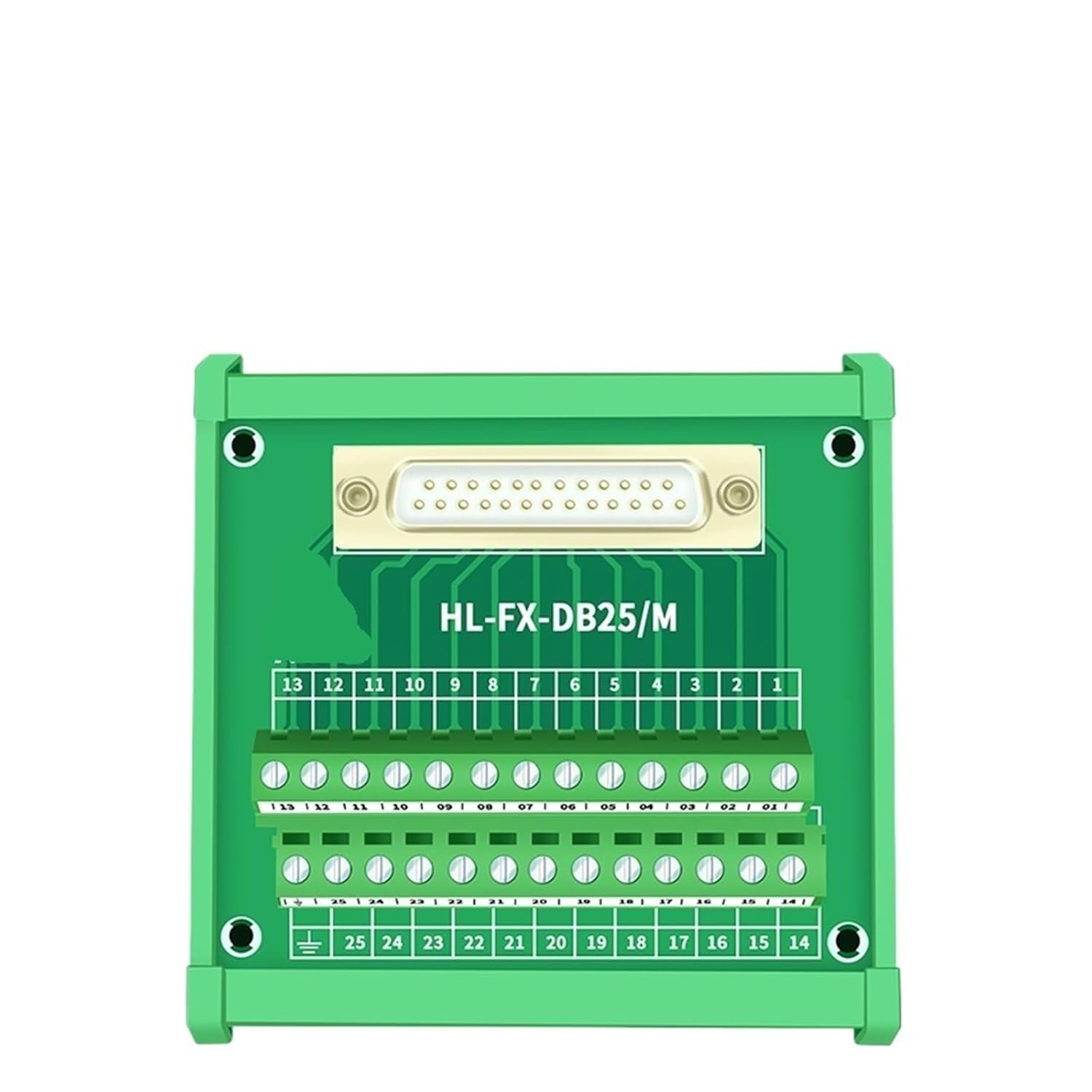 DB25 D-Sub DIN Rail Mount Interface Module, DB25 Male Breakout Board Splitter