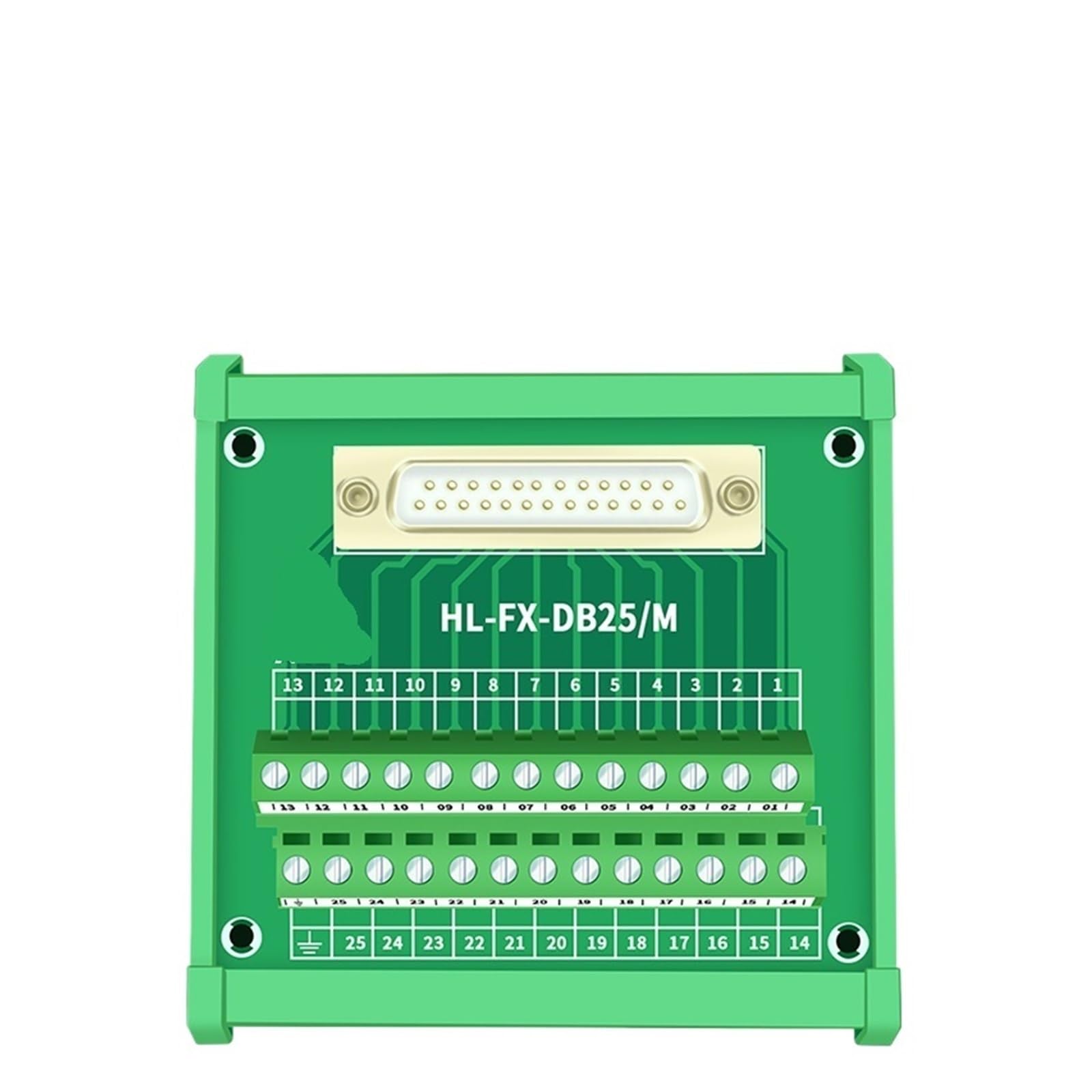 Module d'interface DB25 mâle pour rail DIN avec carte de dérivation D-Sub répartiteur - 4