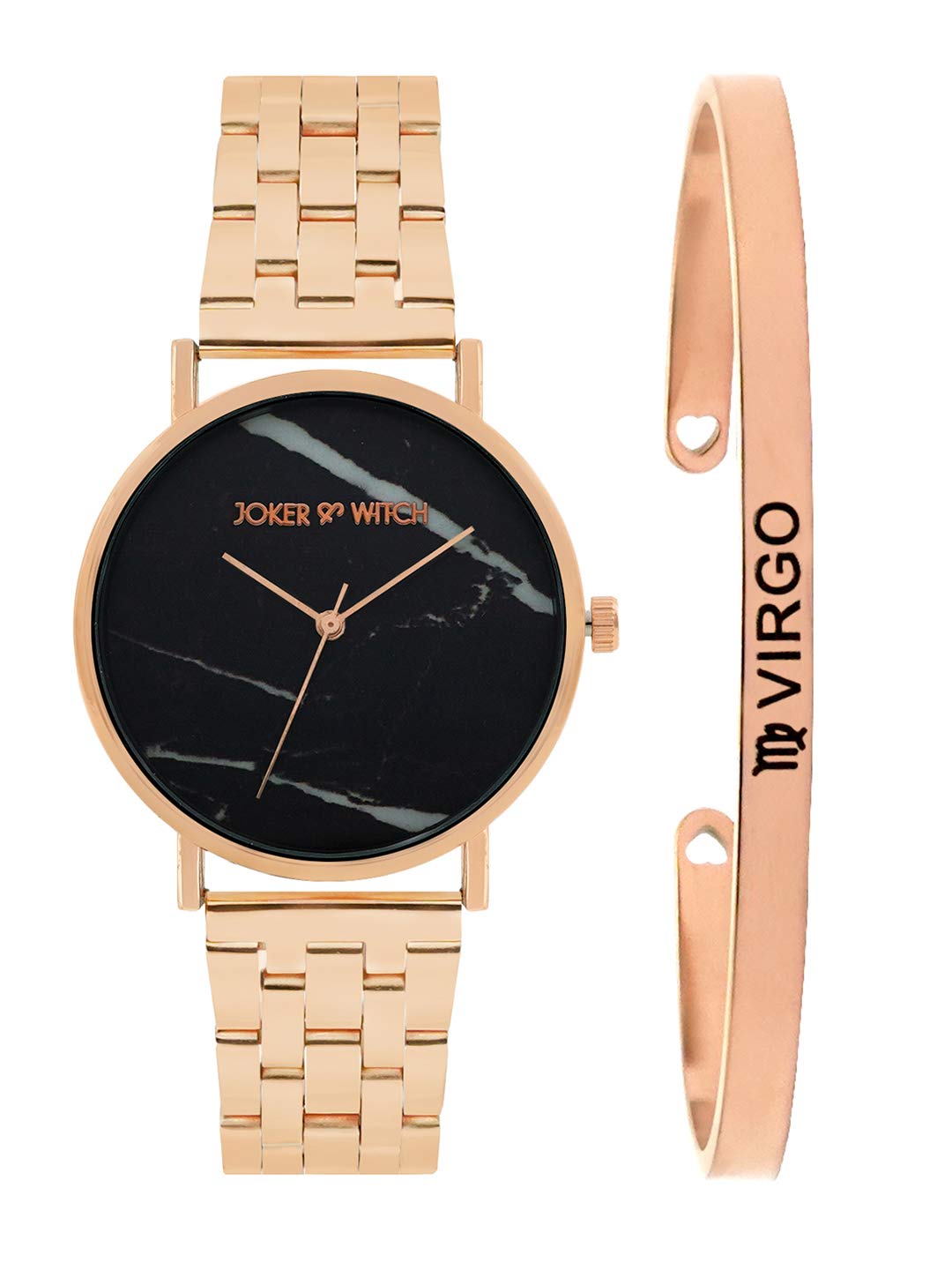 Joker & Witch Stainless Steel April Virgo Analog Watch Bracelet Gift Set For Women, Black Dial, Rose Gold Band (B08WPWMMR2) Amazon Price History, Amazon Price Tracker
