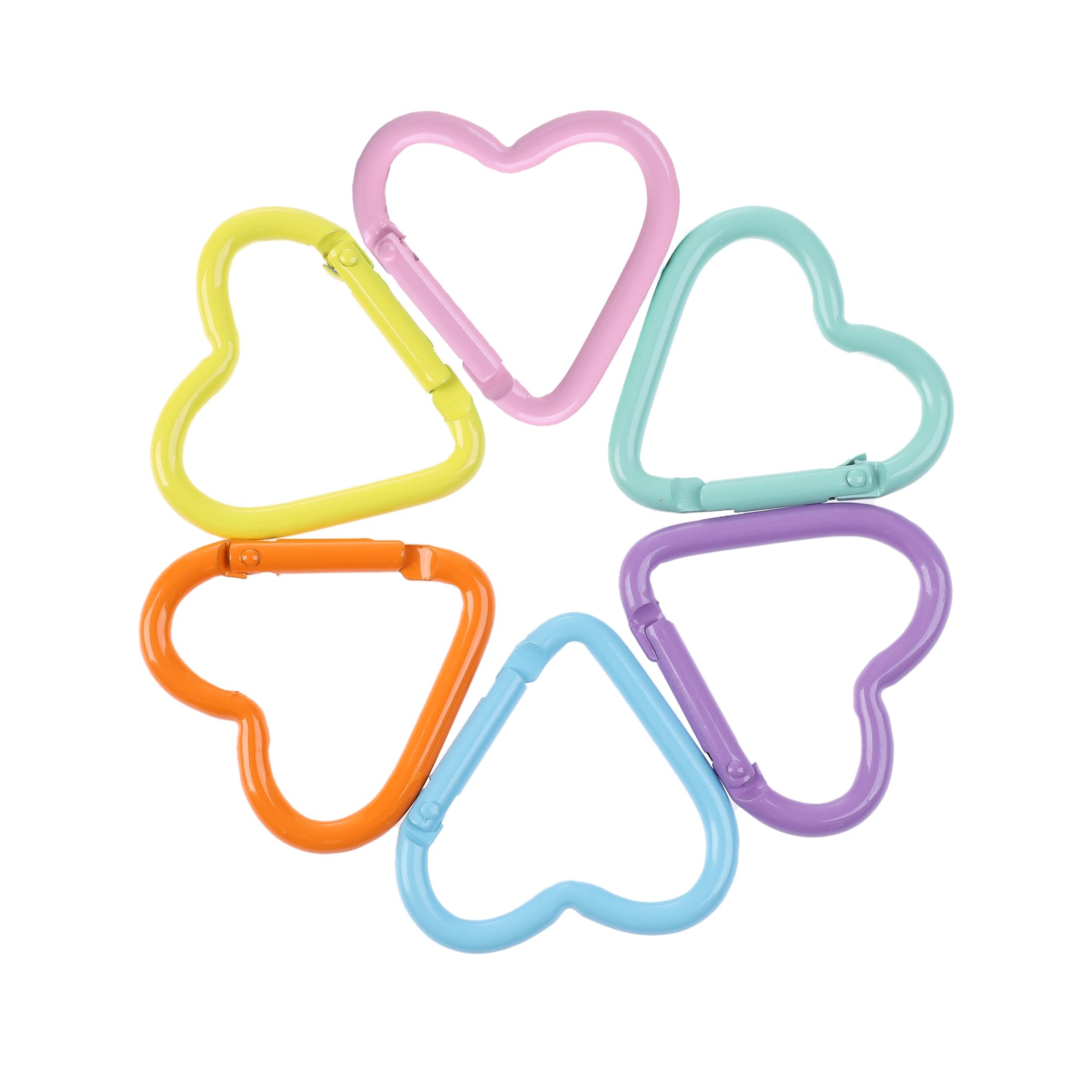 LIGHUFEIC 6Pack Heart Shape Carabiners Hook Clips Camping Accessories,Versatile Aluminum Key Holder for Outdoor Travel and Daily Use(6 Color)