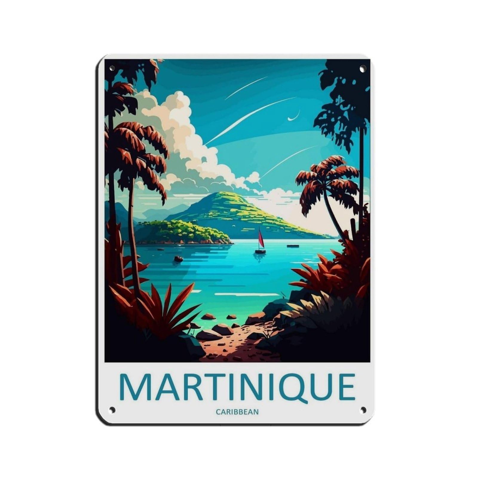 Martinique Travel Art Caribbean Travel（81） Tin Sign Vintage Metal Pub Club Cafe Bar Home Wall Art Decoration Poster Retro 12x16inch(30x40cm)