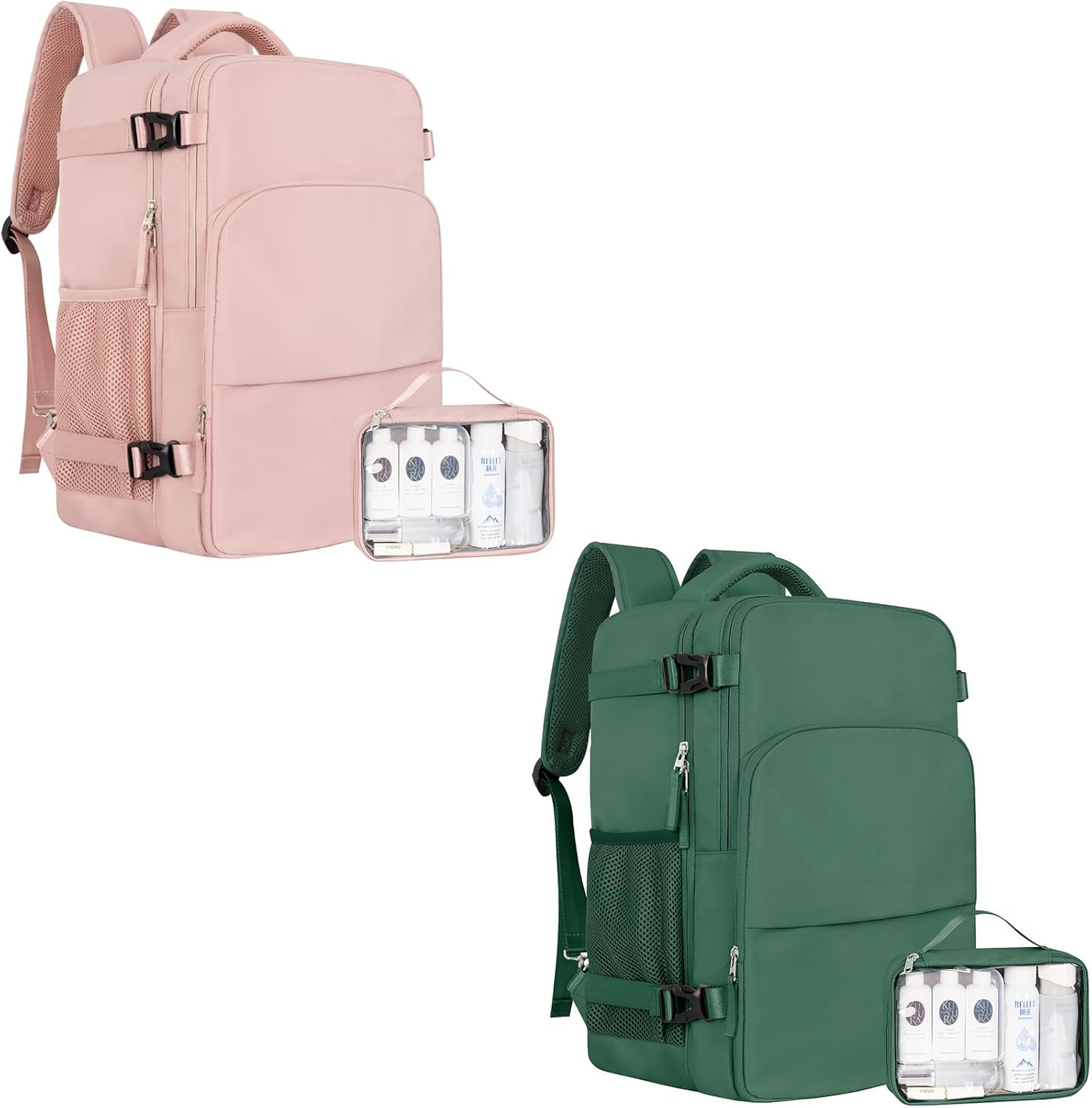 Sinaliy Travel Backpack, Personal Item Size Airline Approved(Pink & Green), Backpack