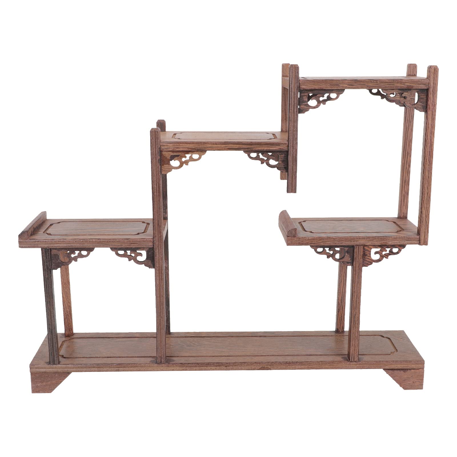 Étagère de rangement solide en bois présentoir objets de collection ancien