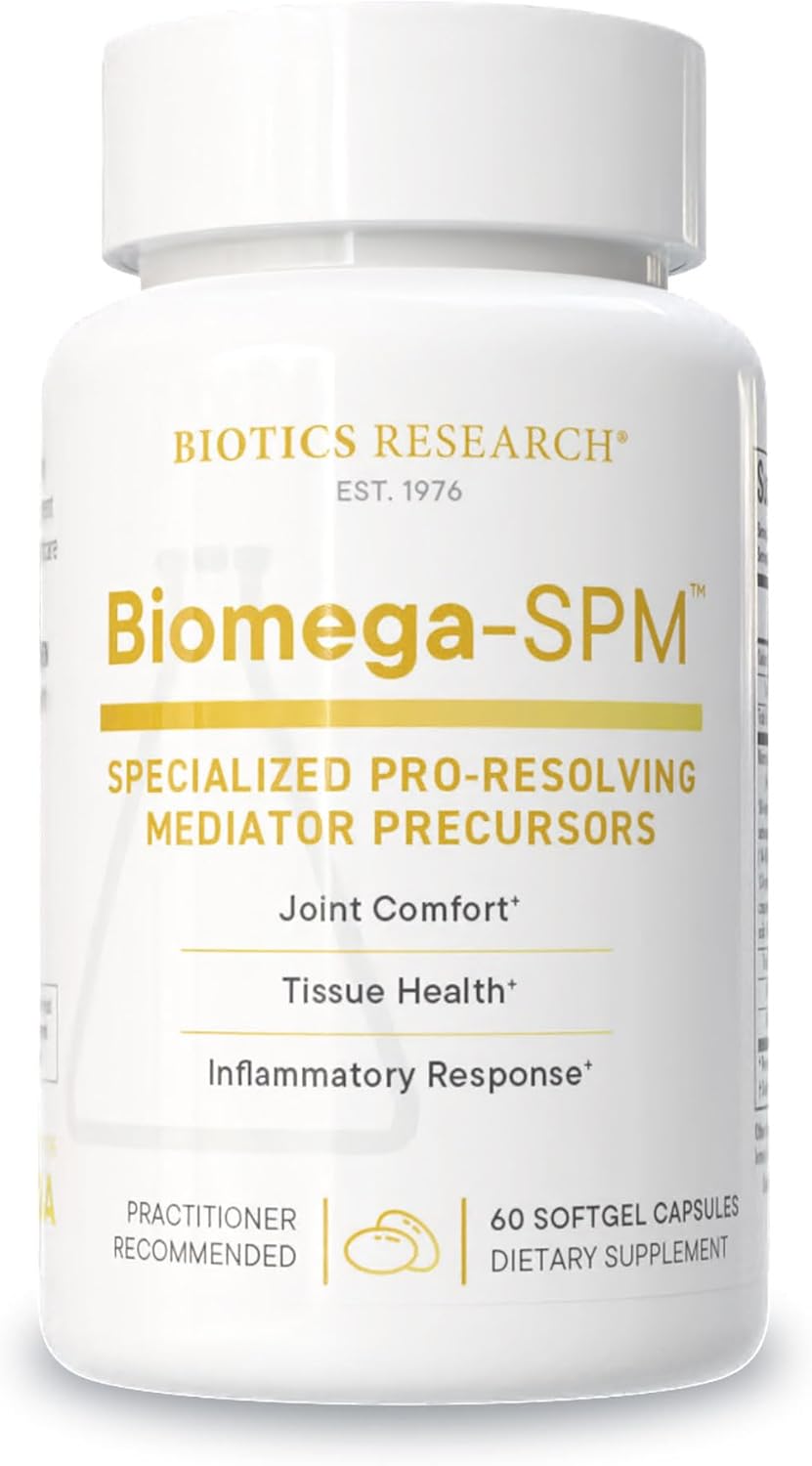 BIOTICS RESEARCH Biomega-SPM™ - Professional-Strength Omega-3 Metabolites - 500mcg PRMs/Serving - 7 Identified Active Compounds - Joint Comfort & Tissue Health - 60 Mini Softgels