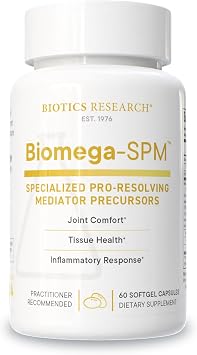 BIOTICS RESEARCH Biomega-SPMTM - Professional-Strength Omega-3 Metabolites - 500mcg PRMs/Serving - 7 Identified Active Compounds - Joint Comfort & Tissue Health - 60 Mini Softgels
