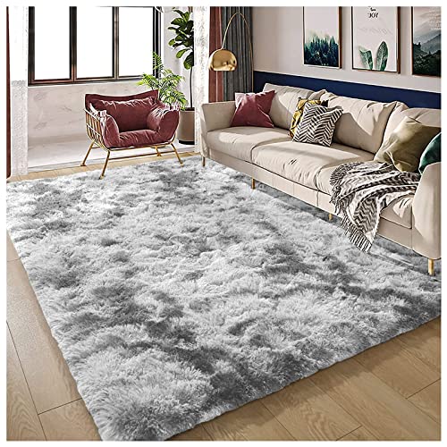 Bibykivn Alfombra Salon Pelo Largo Lavables, 80x160 cm Shaggy Alfombras Dormitorio Modernas, Tapete Antideslizante Comedor Alfombra Grande para Interiores Estar Habitación (80x160 cm, Gris Claro)