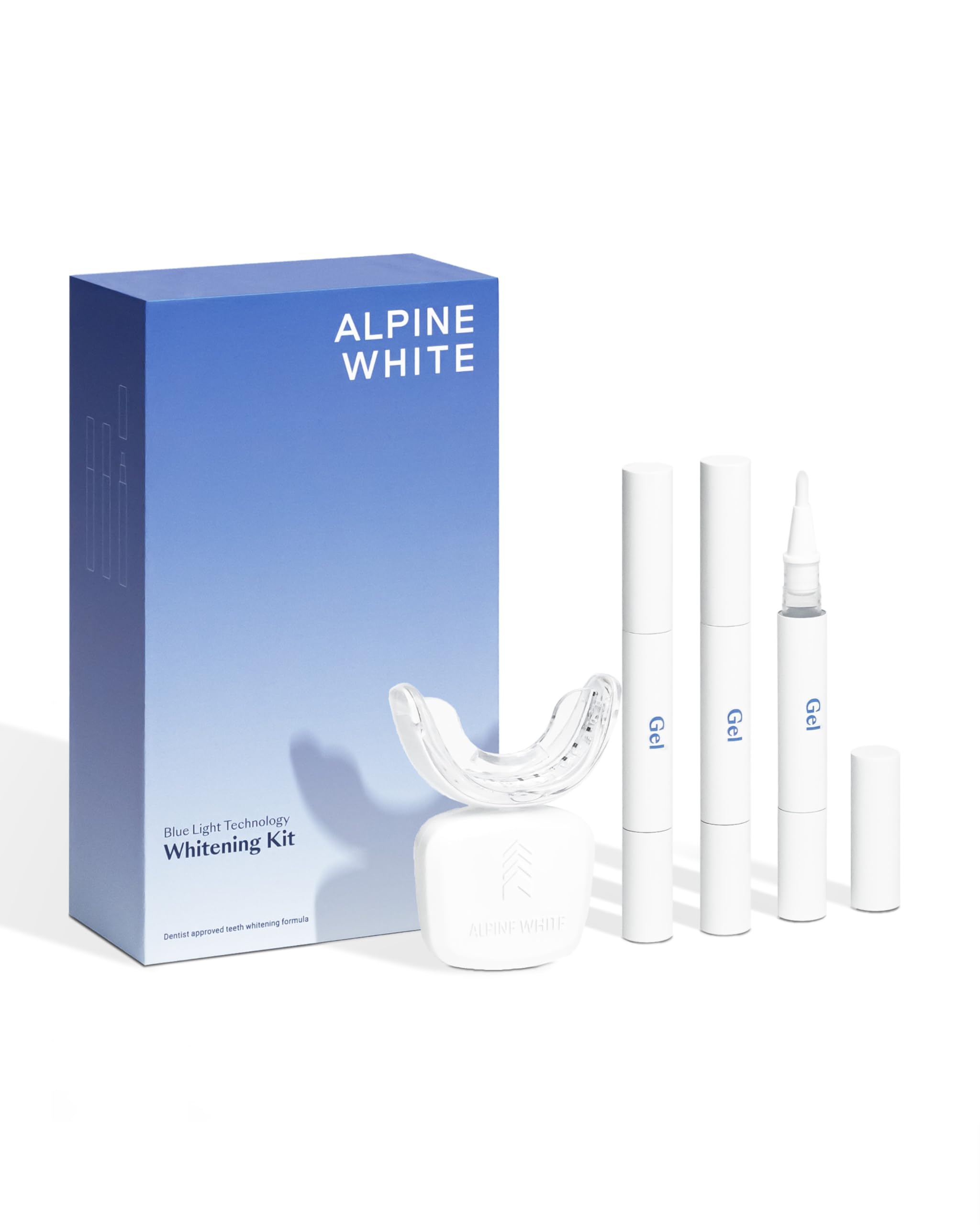 ALPINE WHITE Whitening Kit – Professionelles Zahnbleaching für Zuhause I Whitening LED mit Blue Light Technology und Whitening Gel für sichtbar weißere Zähne in nur 3 Tagen I Nur 15 Minuten täglich