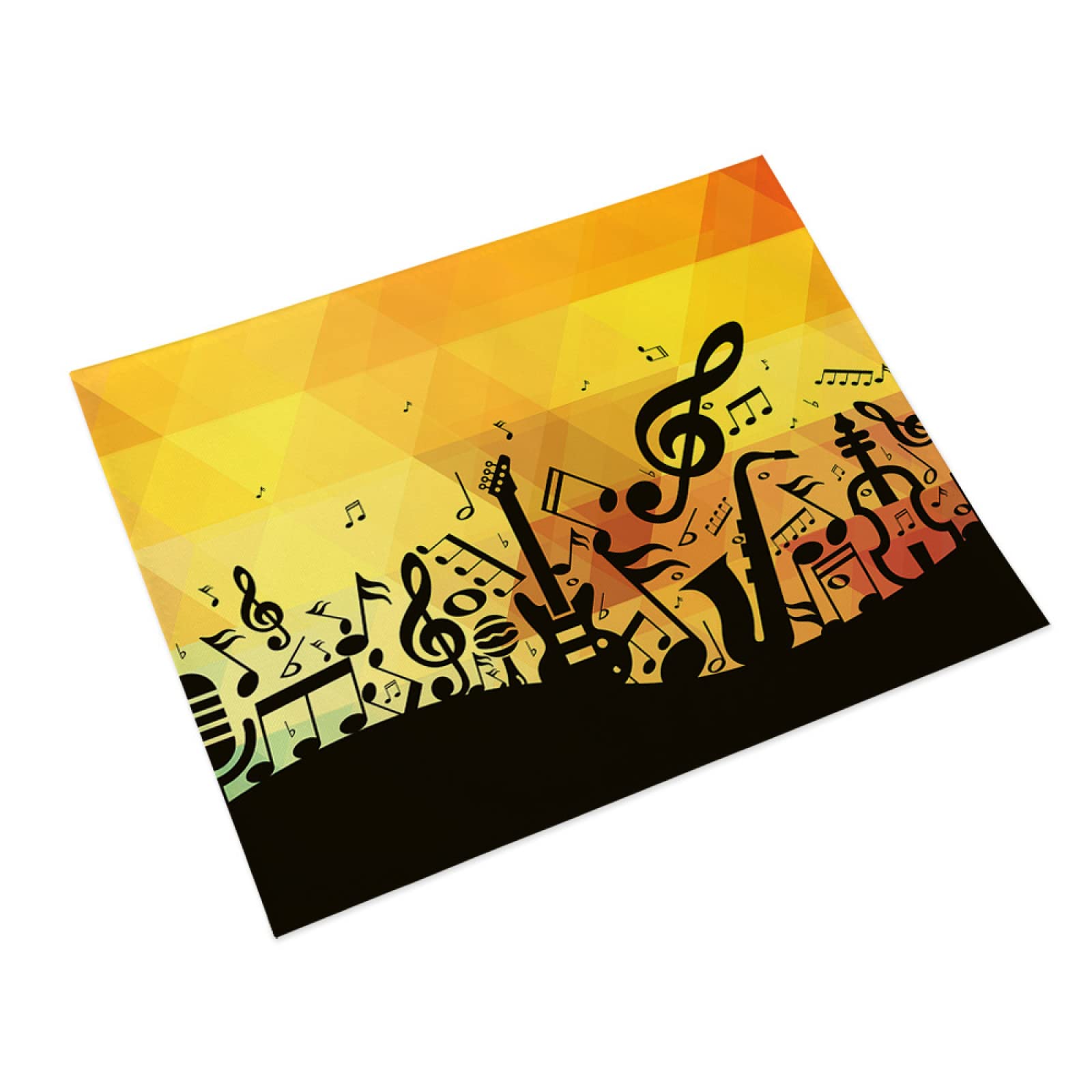 Manteles Individuales Triángulo Amarillo Música Mantel Individual Algodón y Lino Lavable Salvamanteles Individuales Resistente al Calor Bajoplatos Individuales Mesa Tapetes para Mesa 30x45cm 8 Pcs