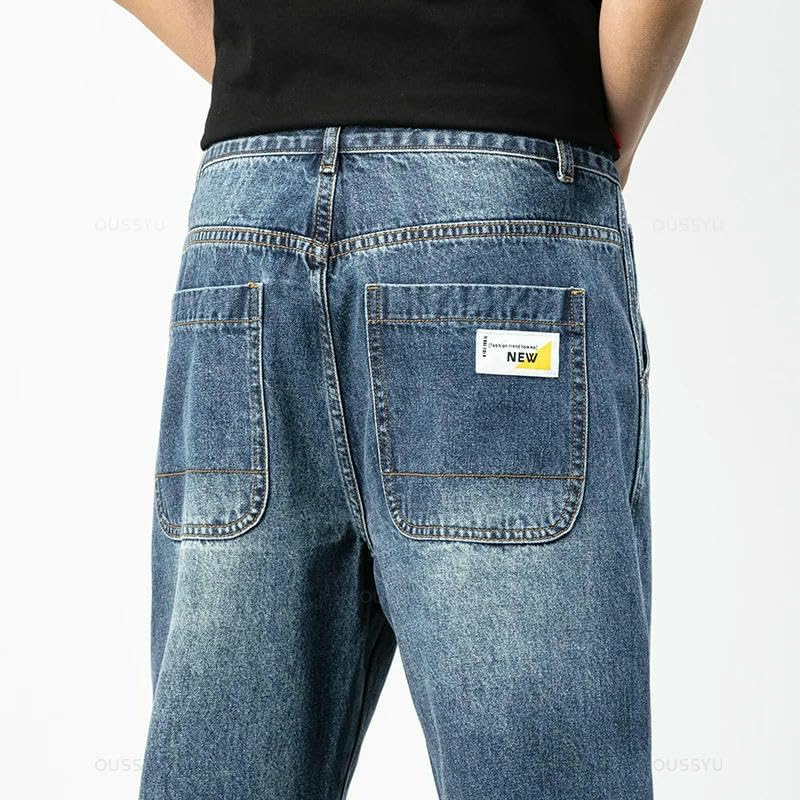 Mens Autumn Winter Cotton Jeans Men Harem Ankle Length Pants Classic Retro Blue Denim Trousers Male4