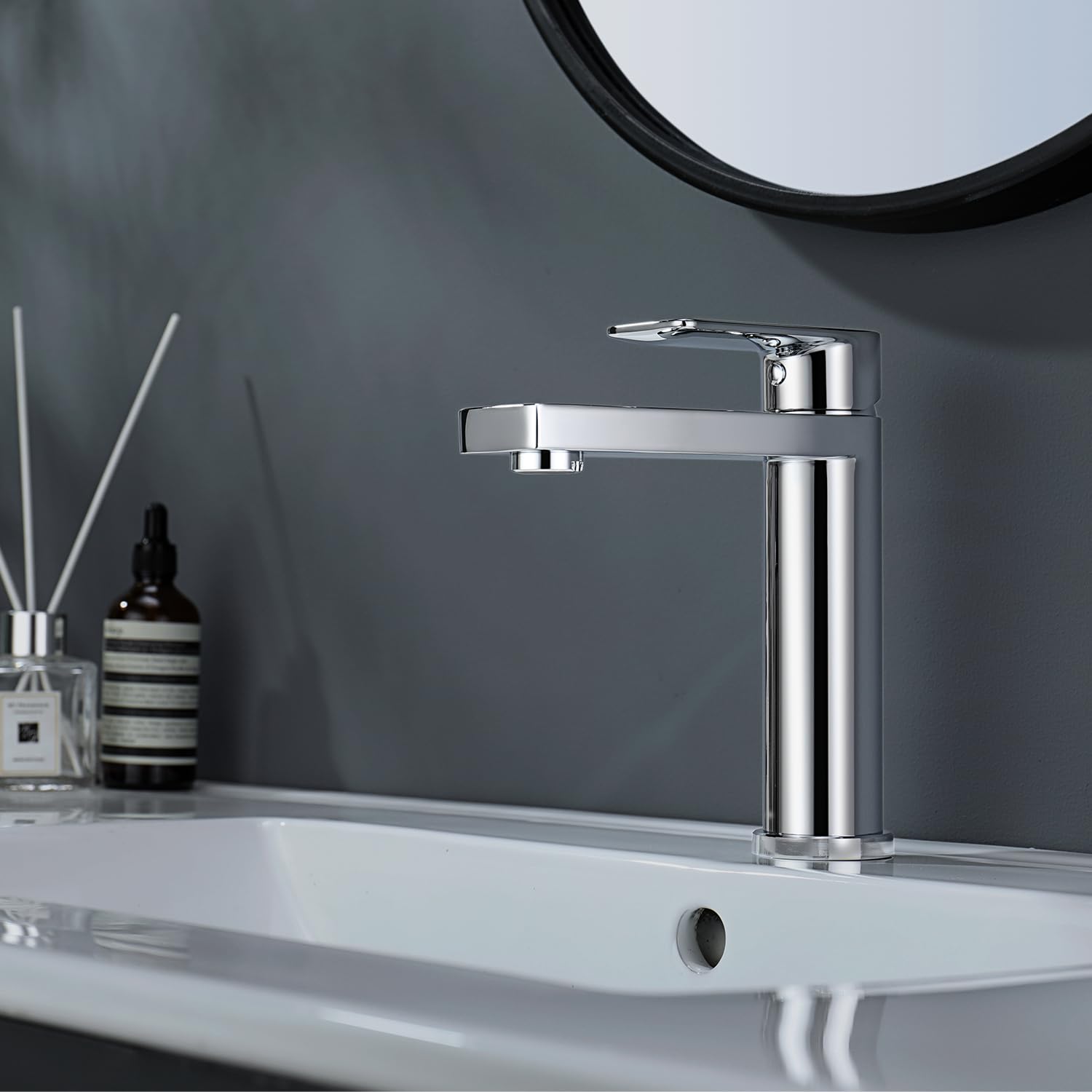 Decaura Wasserhahn Bad Waschtischarmatur Badezimmer Klein Einhebelmischer Waschbeckenarmatur Einhand Bad Armatur Mischbatterie Edelstahl mit Auslaufhöhe 130 mm