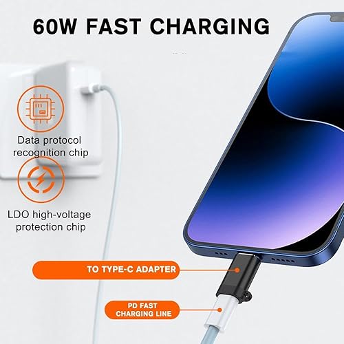 Miniatura 4 de Adaptador de auriculares USB-C a Lightning hembra, carga rápida de 60 W, transmisión de datos, carcasa de aleación de aluminio